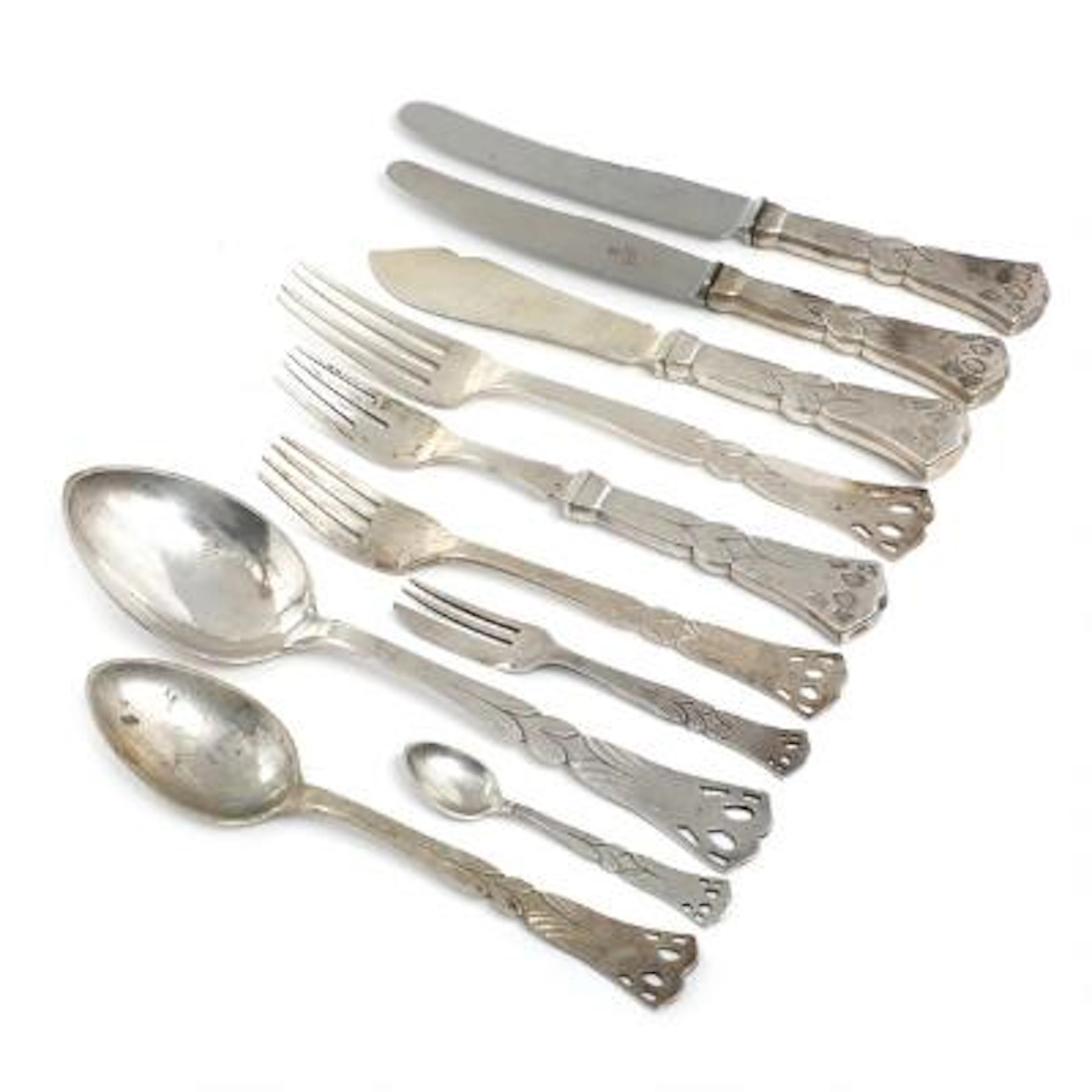 Silver cutlery. 20th century. Weight excluding steel parts approx.