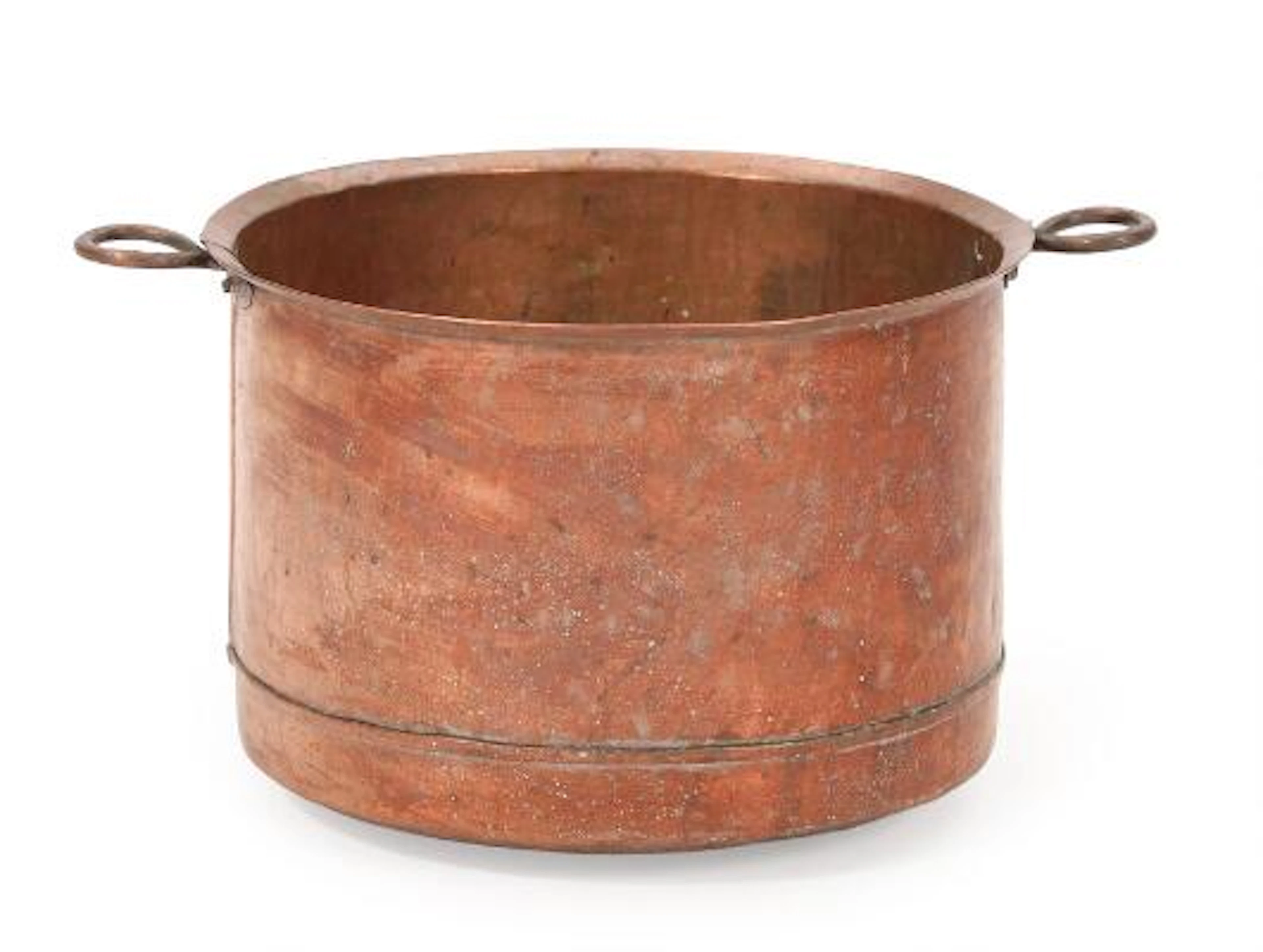 Haraldskjær Kobber Fabrik: Copper cauldron with two handles. Mid-19th