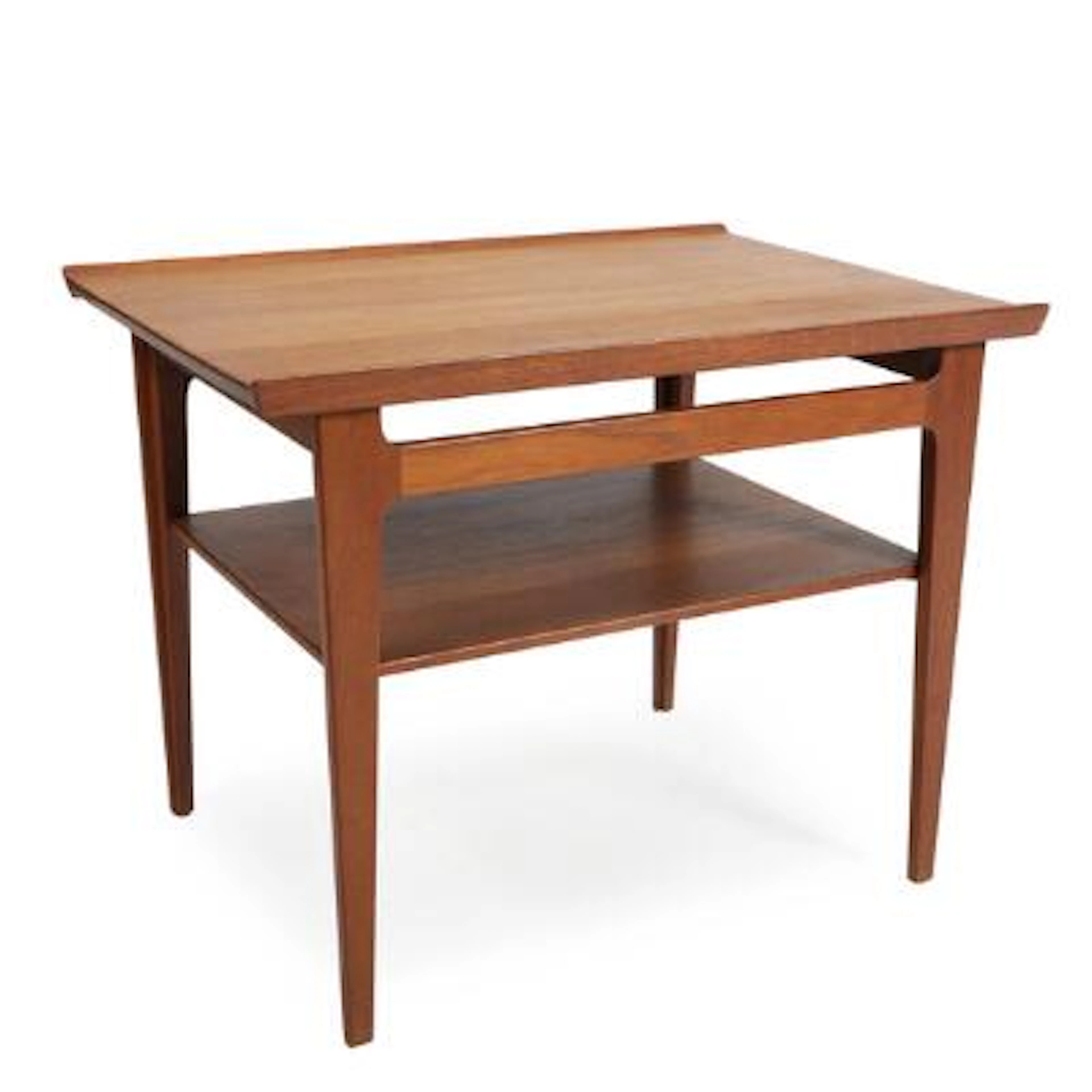 Finn Juhl: A solid teak coffee table with shelf. Manufactured by France