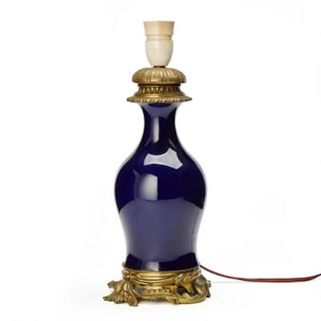 A French porcelain and gilt bronze lamp, late 19th century. H. excl.