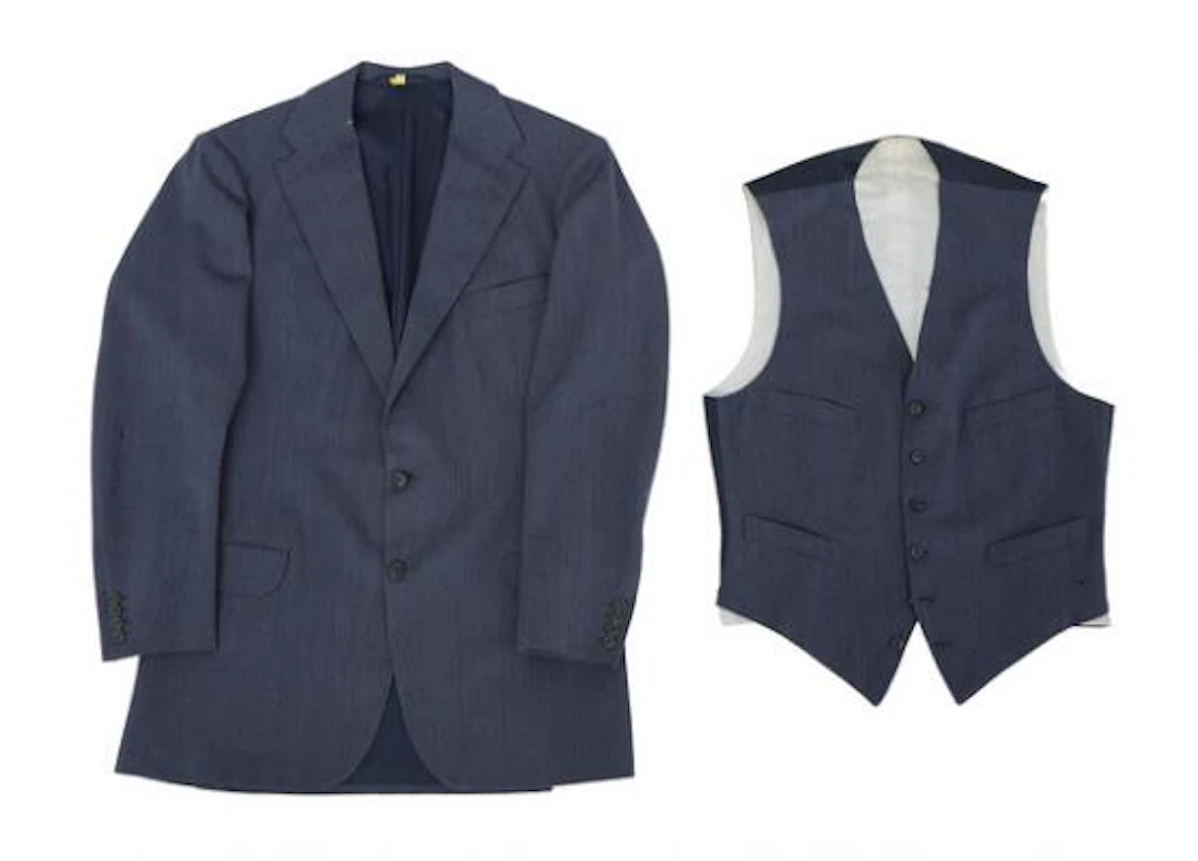 Alfred Alm: A blue herringbone jacket with matching waistcoat. 1973.