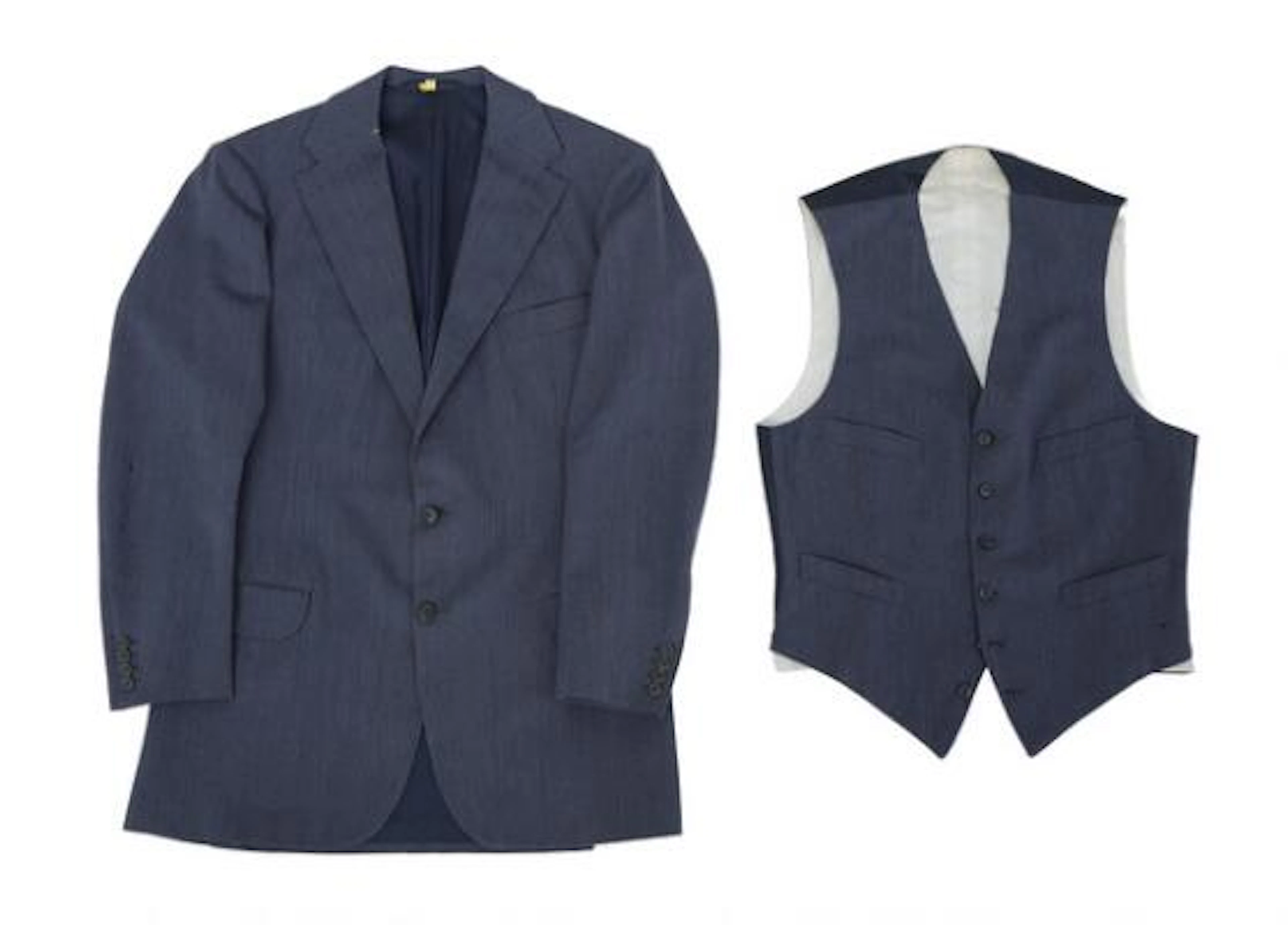 Alfred Alm: A blue herringbone jacket with matching waistcoat. 1973.