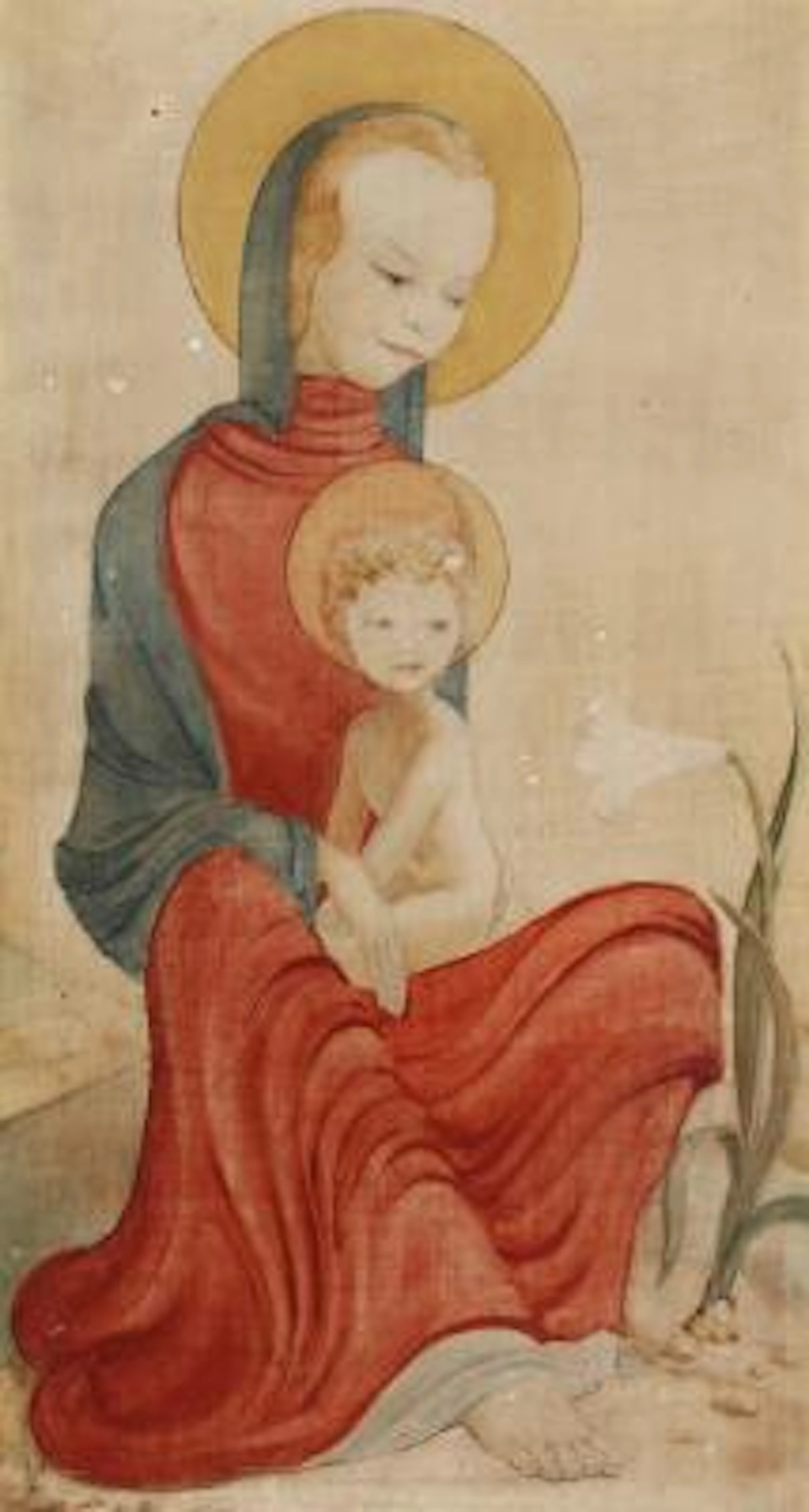 Aart Johannes Cock: Madonna and child. Signed Aart Cock. Watercolour