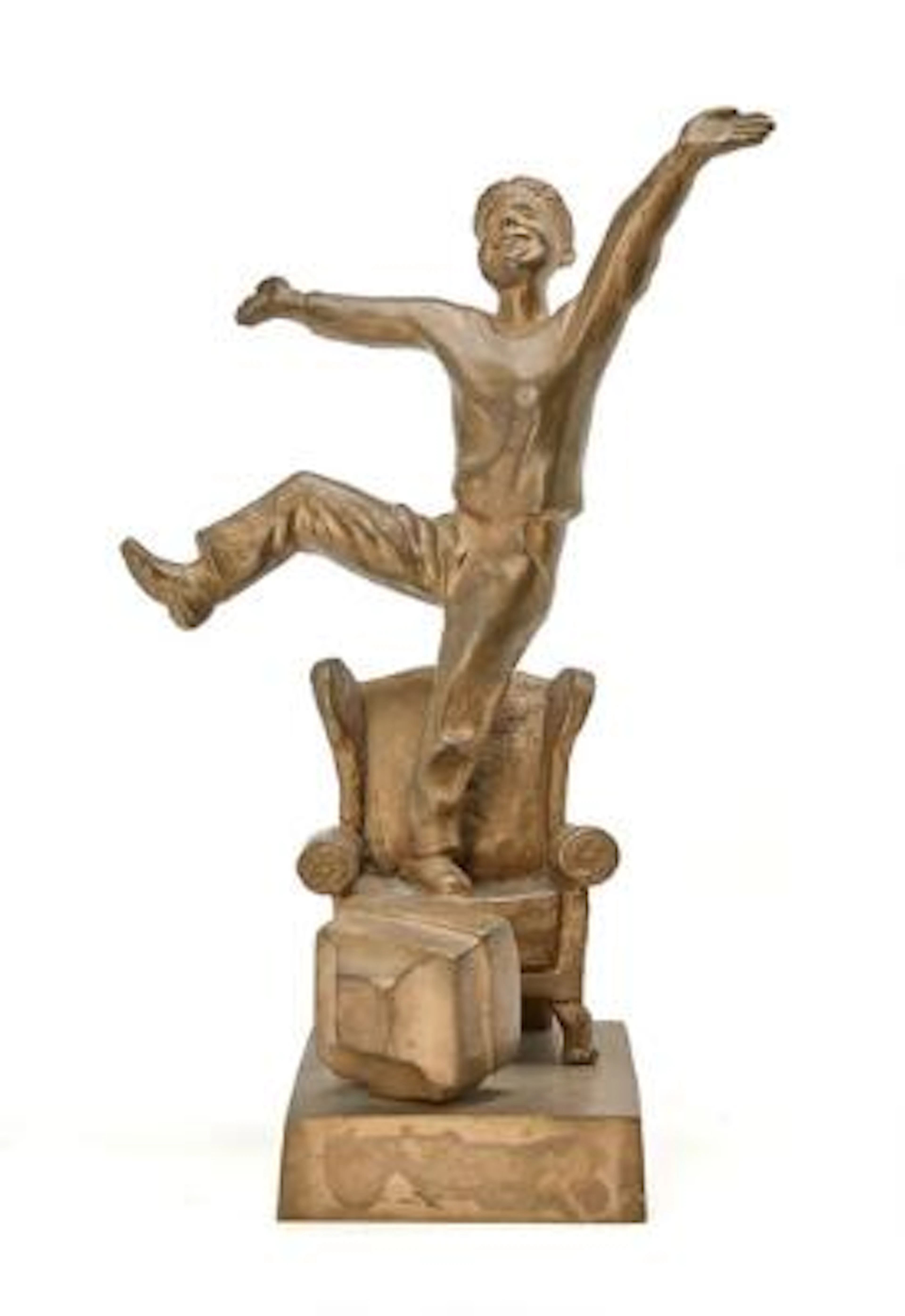 Jacob Bang: "Den glade seer". Unsigned. Bronze. H. 34.5 cm. – Bruun