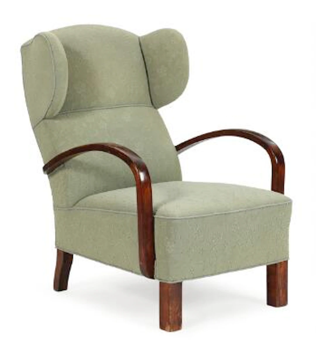 Danish furniture design: A wingback chair with dark stained wooden