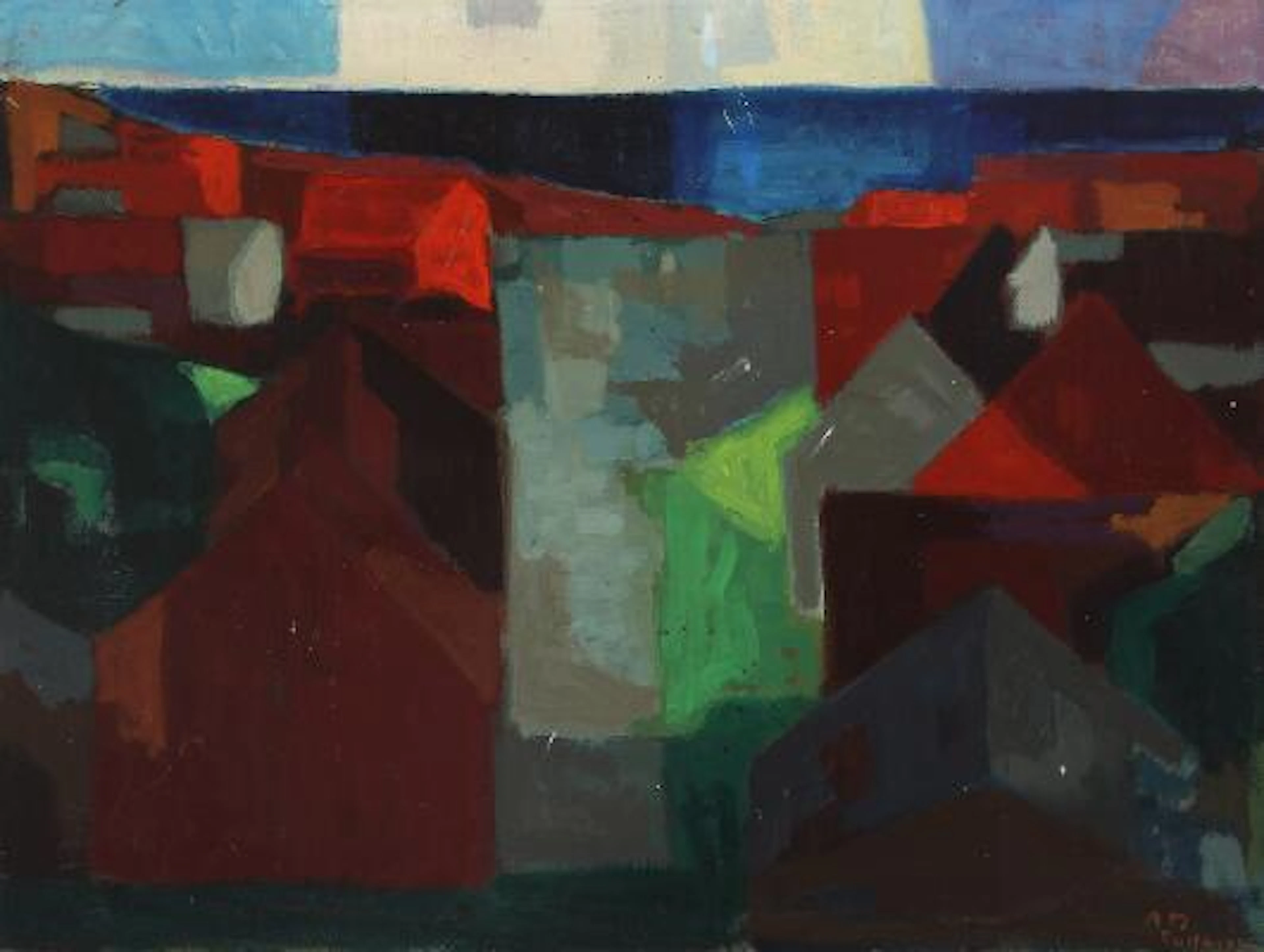 Axel Munch: Scenery from Gudhjem, Bornholm. Signed AM. Oil on canvas.