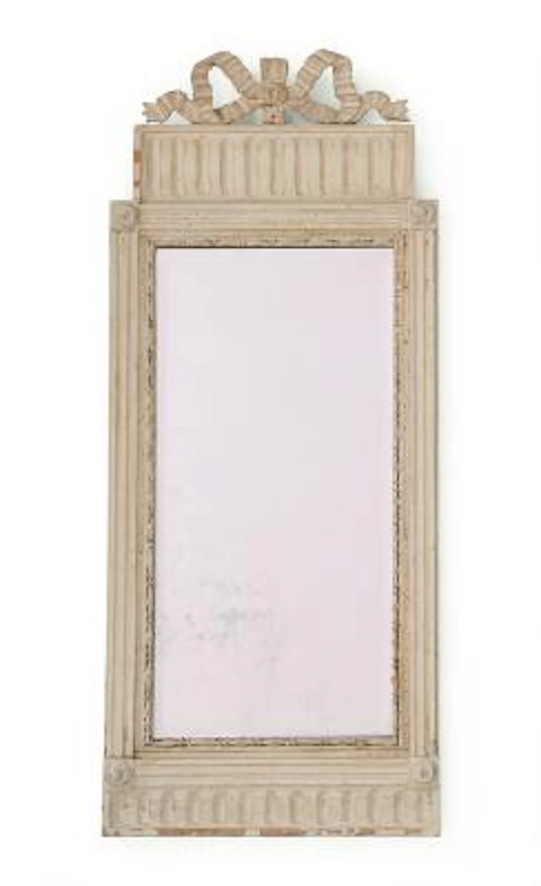 Louis XVI mirror in painted wooden frame with later faceted mirror