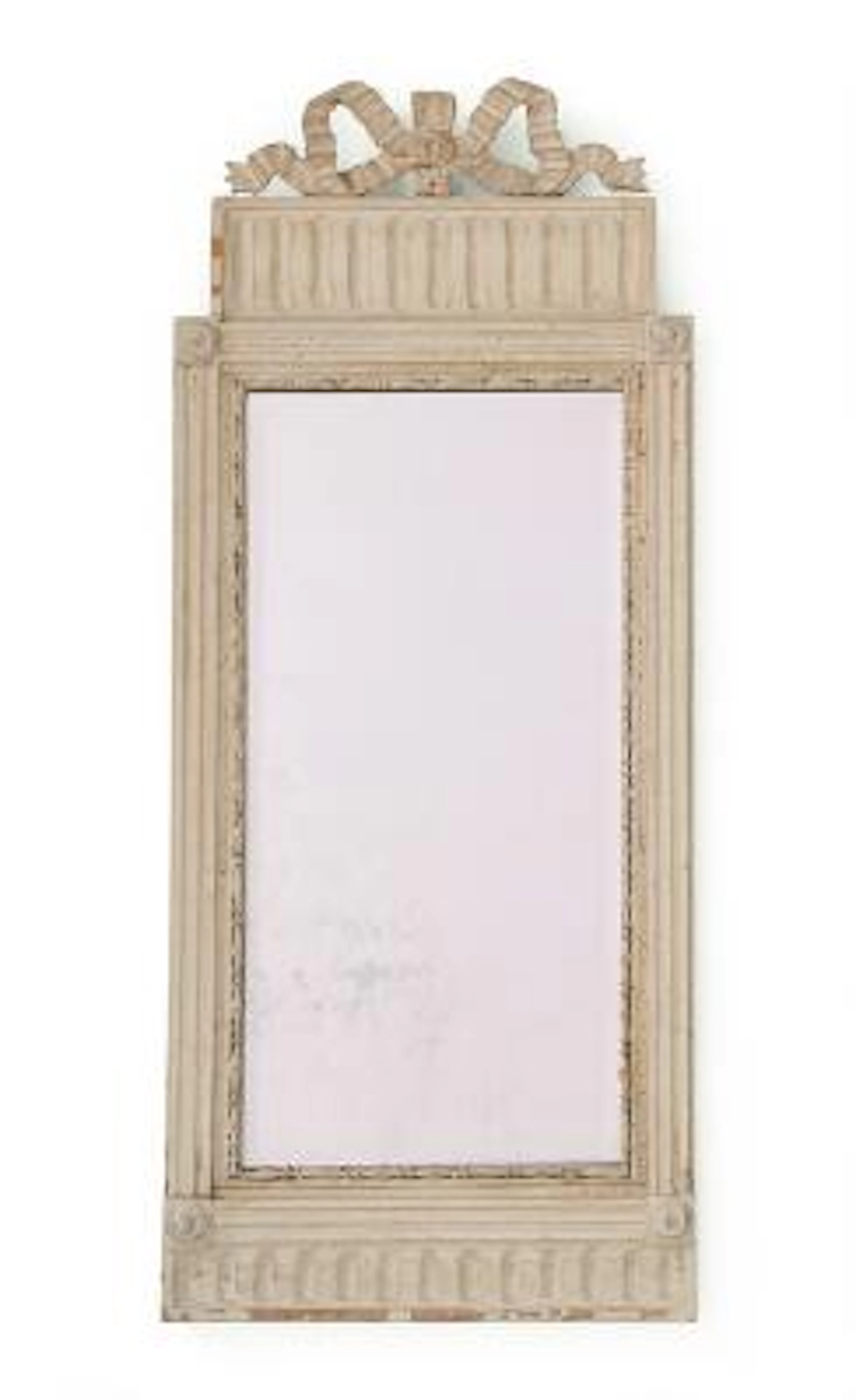 Louis XVI mirror in painted wooden frame with later faceted mirror