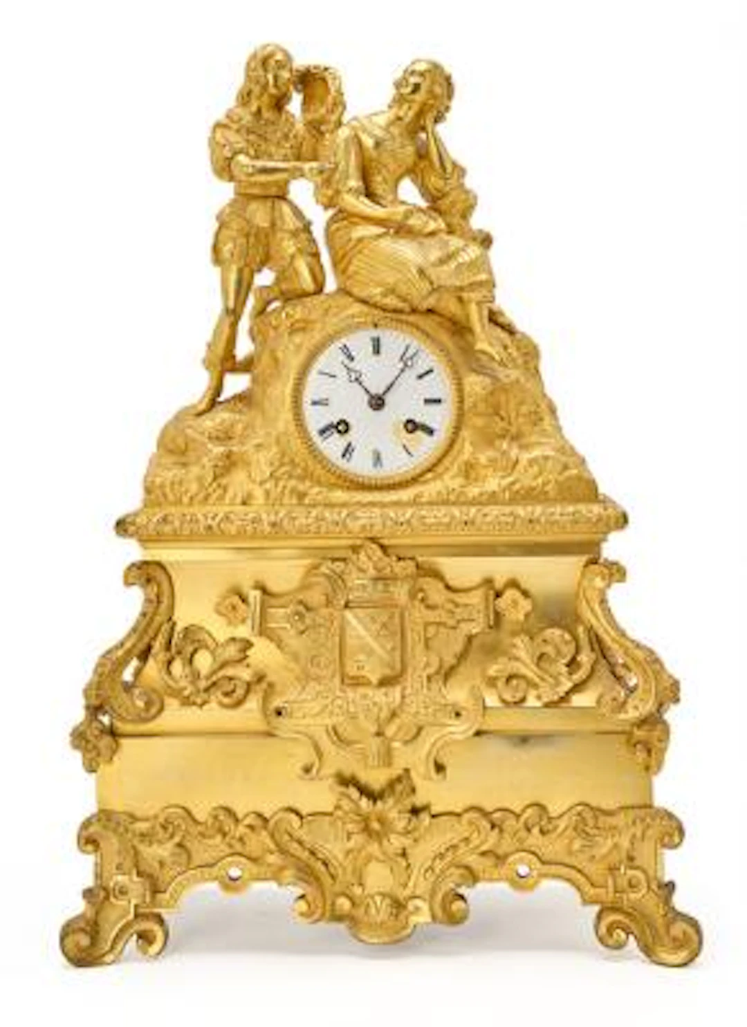 A French Neo-Rococo mantelpiece clock. Mid-18th century. H. 50 cm.