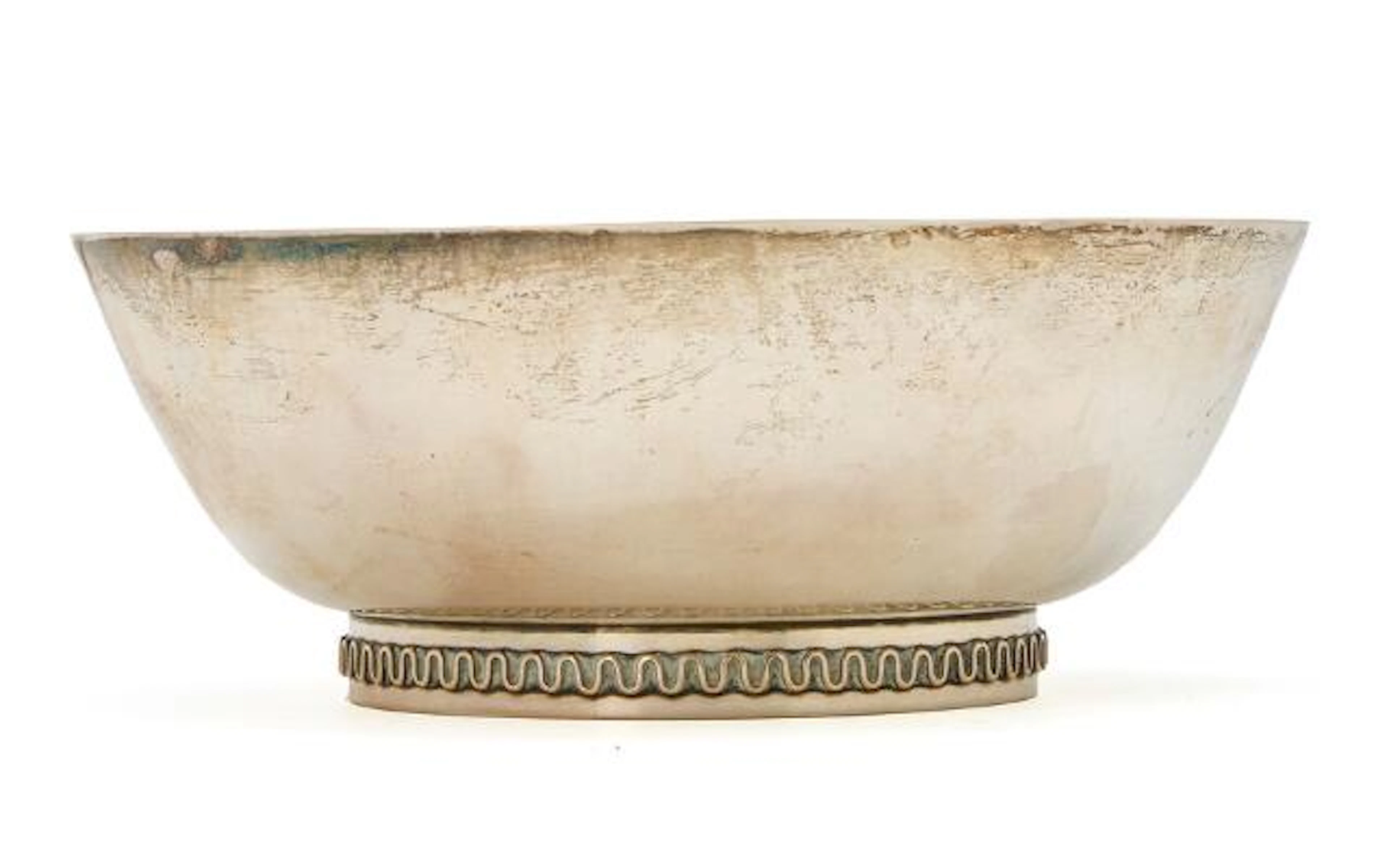 Sigvard Bernadotte: A circular sterling silver bowl, foot with wavy