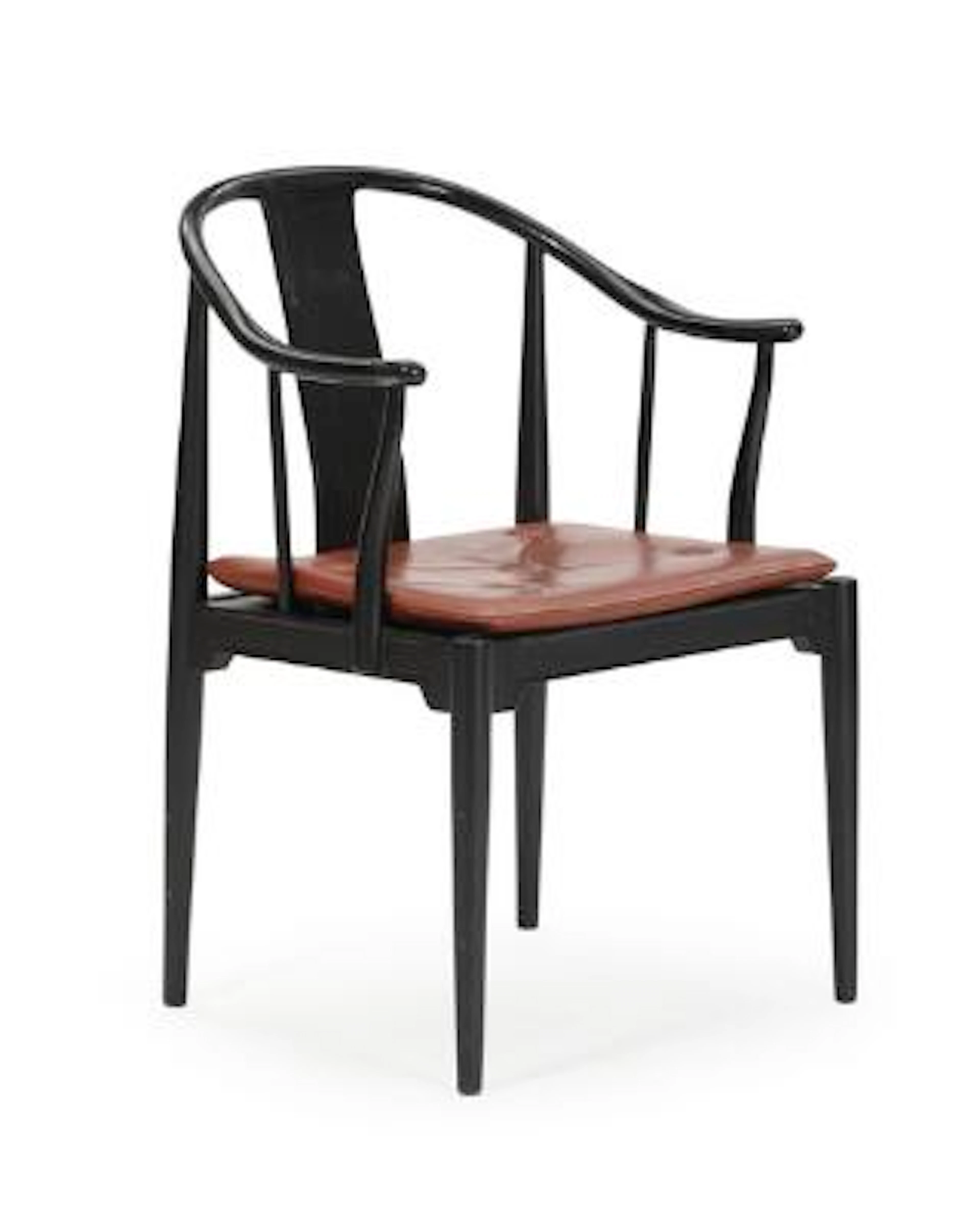 Hans J. Wegner: "China-Chair". Armchair with blacklacquered ash frame