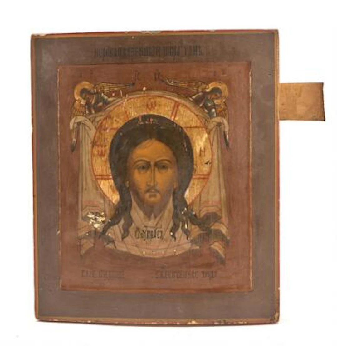 A Russian icon deicting The Holy Mandylion "not-made-by-hands". Tempera