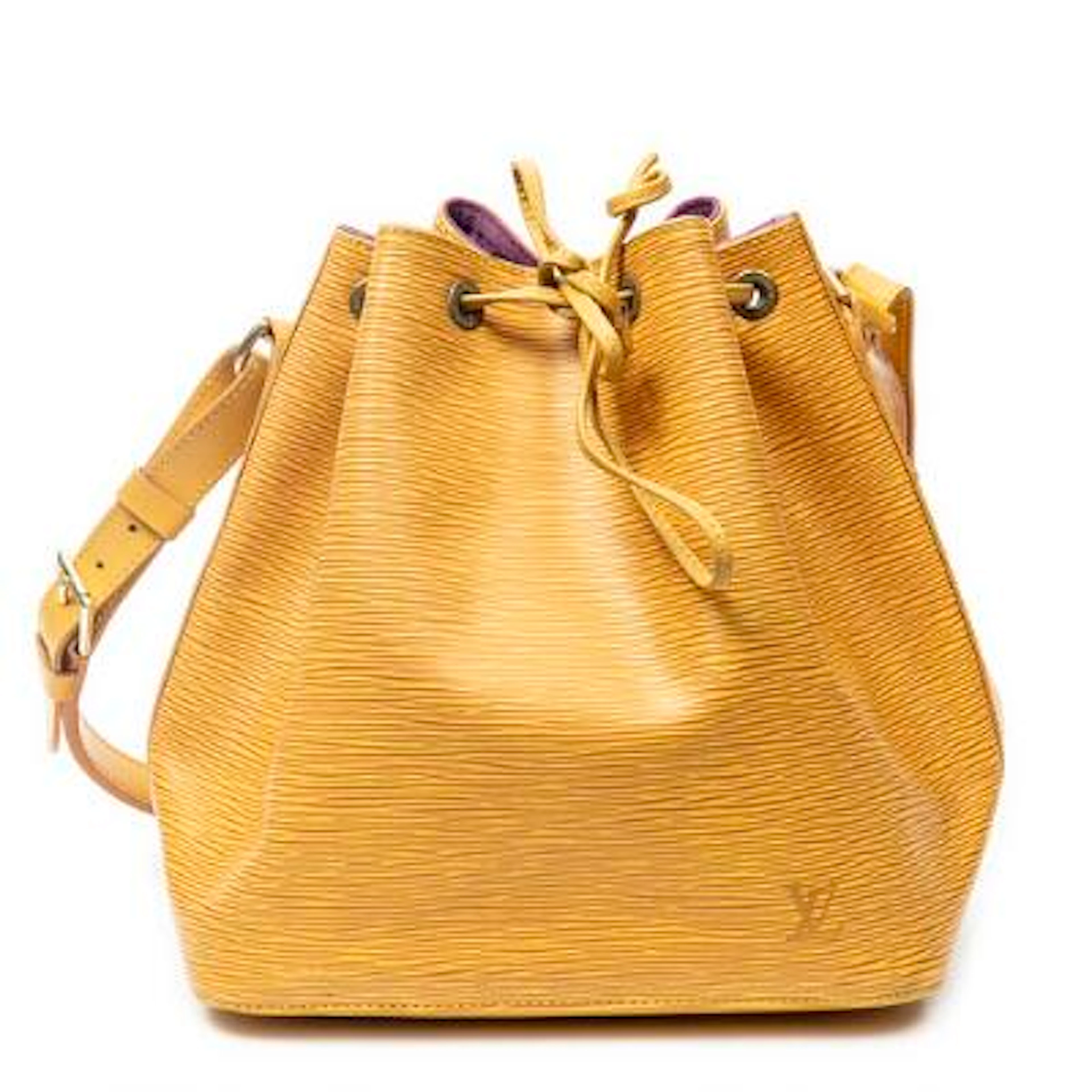Louis Vuitton: A "Noé" bucket bag in yellow Epi-leather with gold