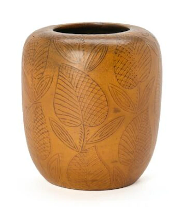 Nils Thorsson: "Løvspring". High-fired earthenware vase decorated