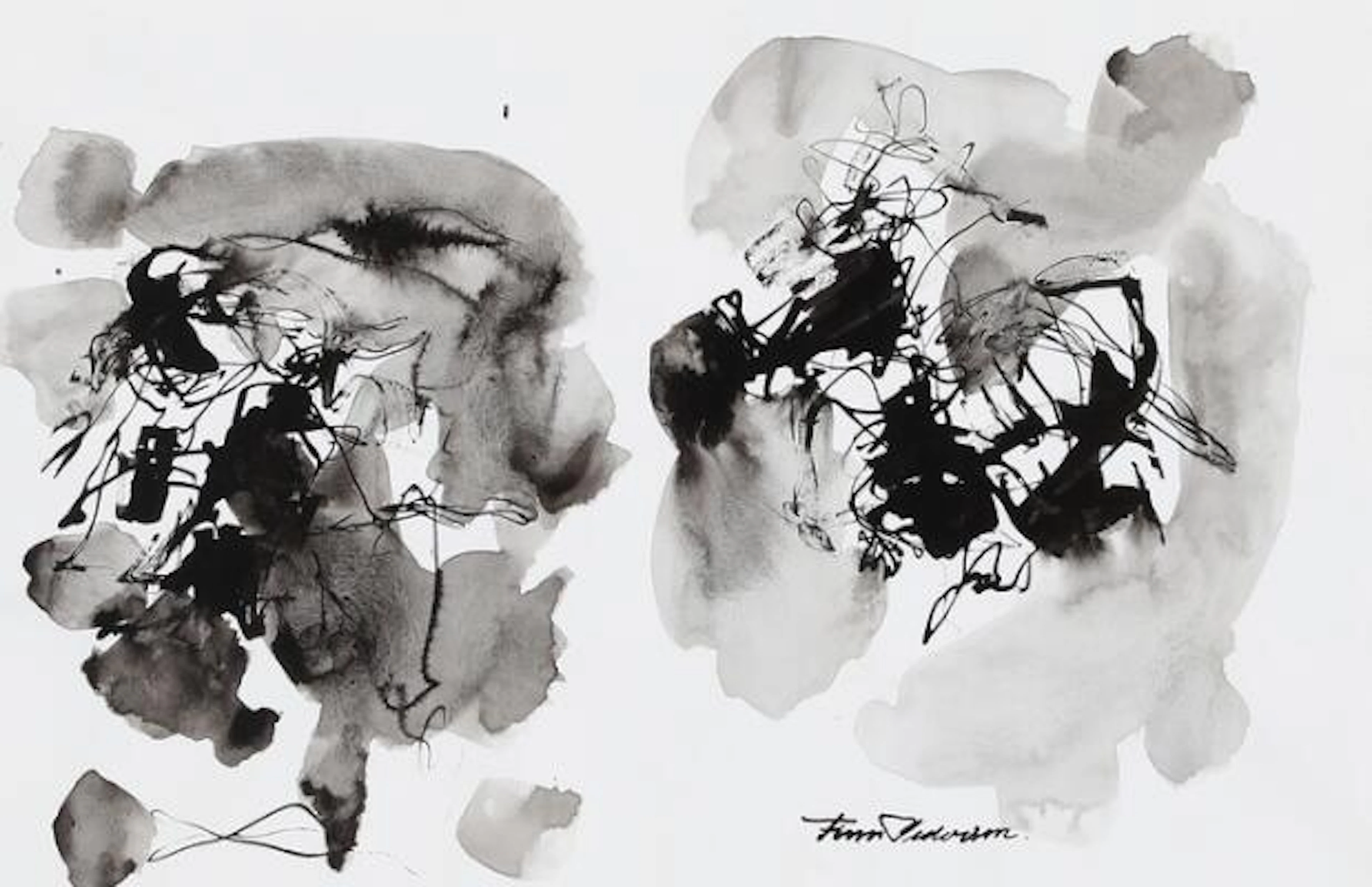 Finn Pedersen: Untitled. Signed Finn Pedersen. Three indian ink and