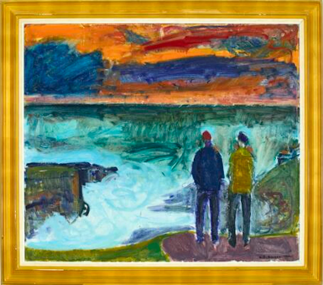 Samuel Joensen-Mikines: The approach to Mykines with a flaming evening