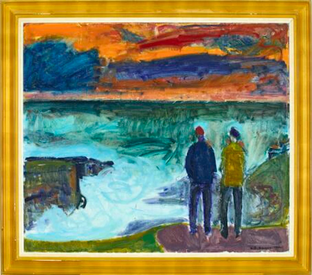 Samuel Joensen-Mikines: The approach to Mykines with a flaming evening
