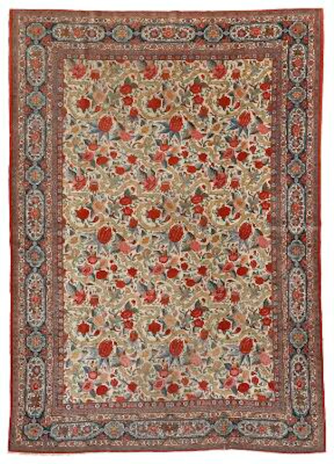 A Qum carpet, Persia. An unusual and highly decorative all over rose