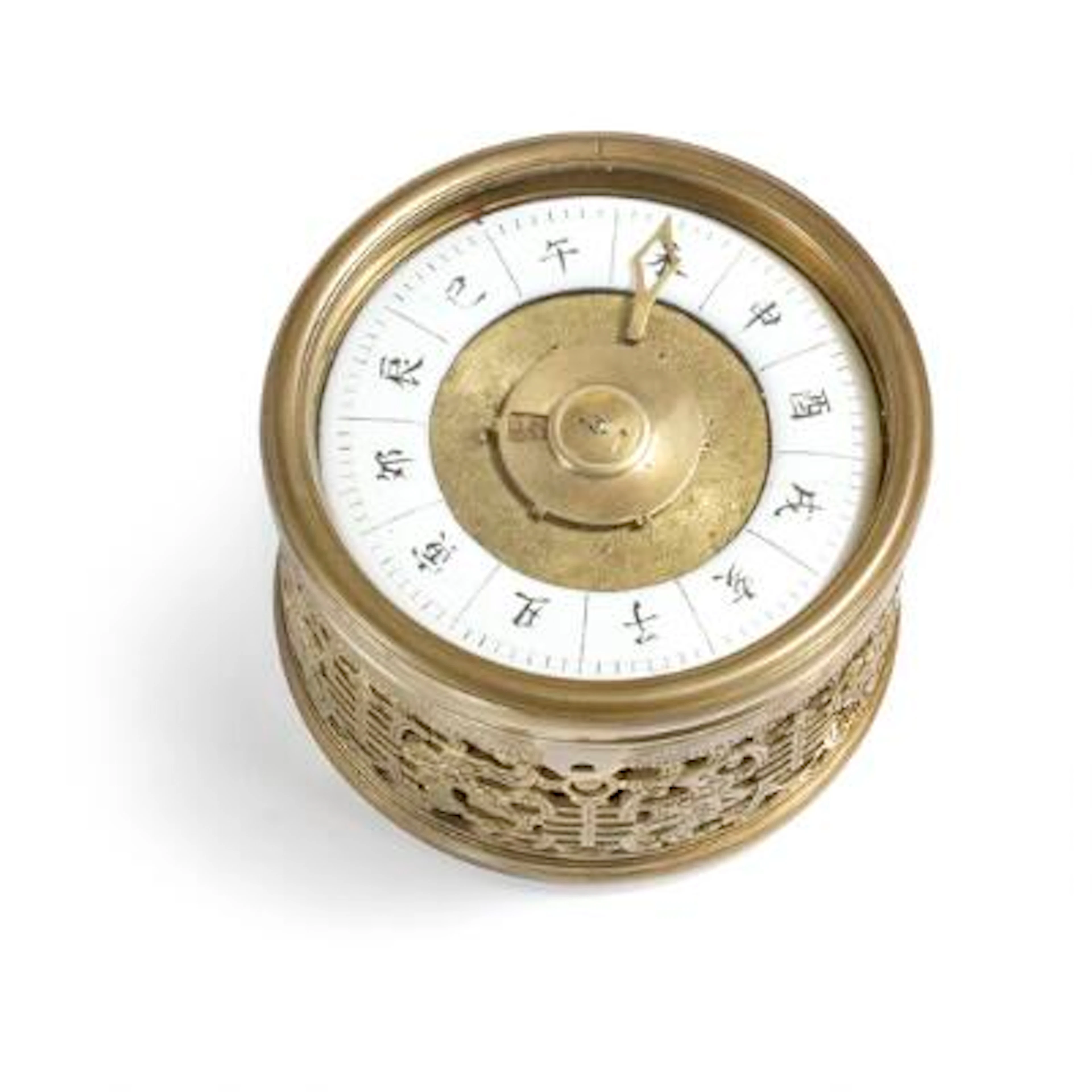 A rare Beijing circular table clock in bronze case. Qing dynasty