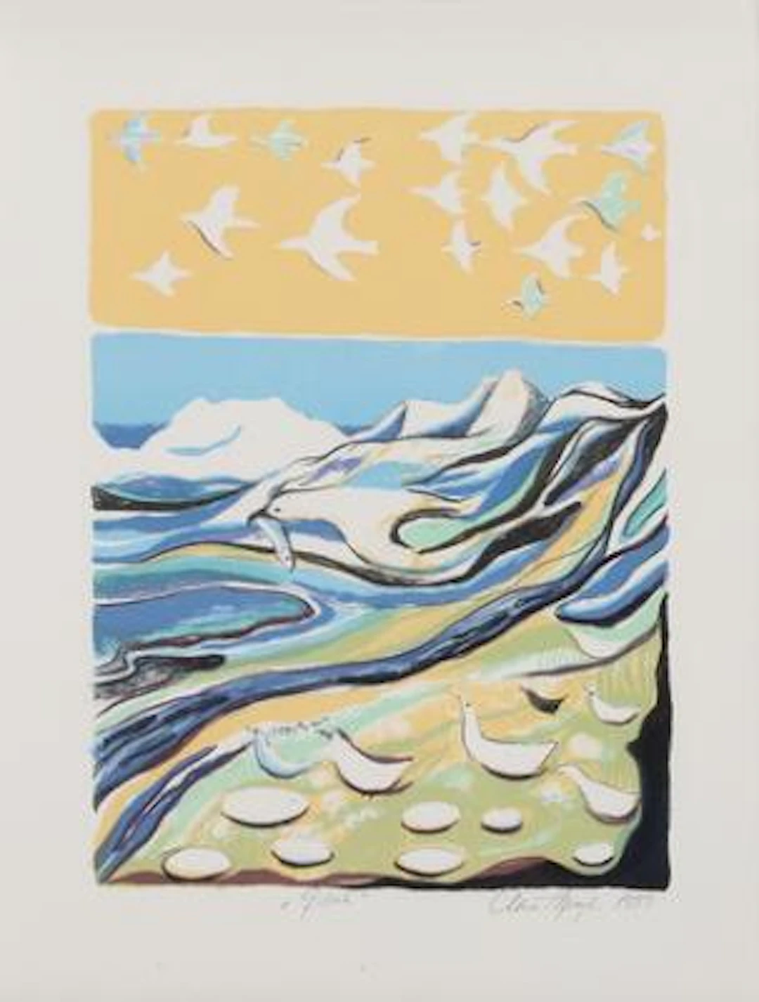 Aka Høegh: "Qilak", 1999 and untitled. Signed Aka Høegh. Lithograph