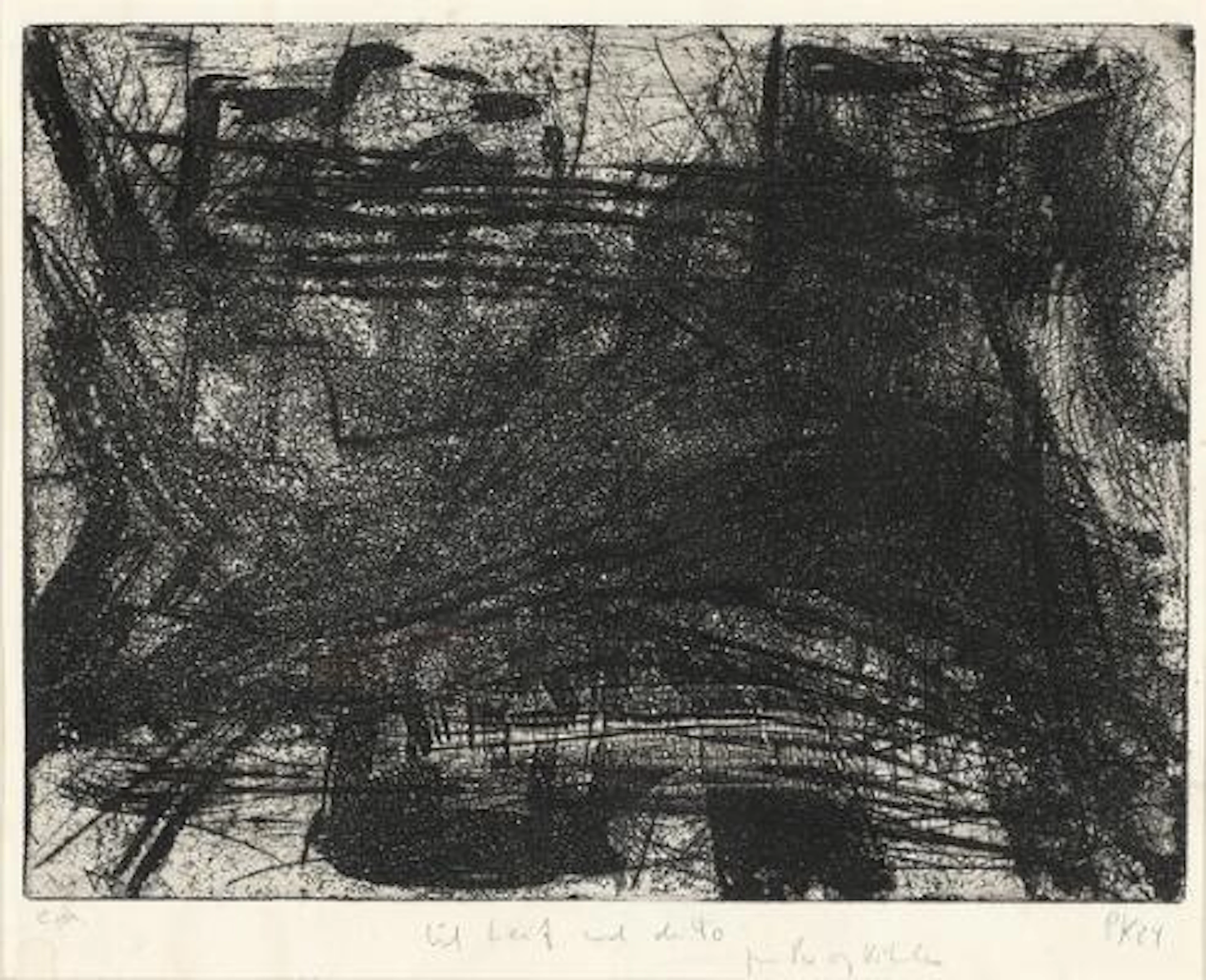 Per Kirkeby: Untitled, 1984. Signed PK 84, E.A with dedication. Etching.