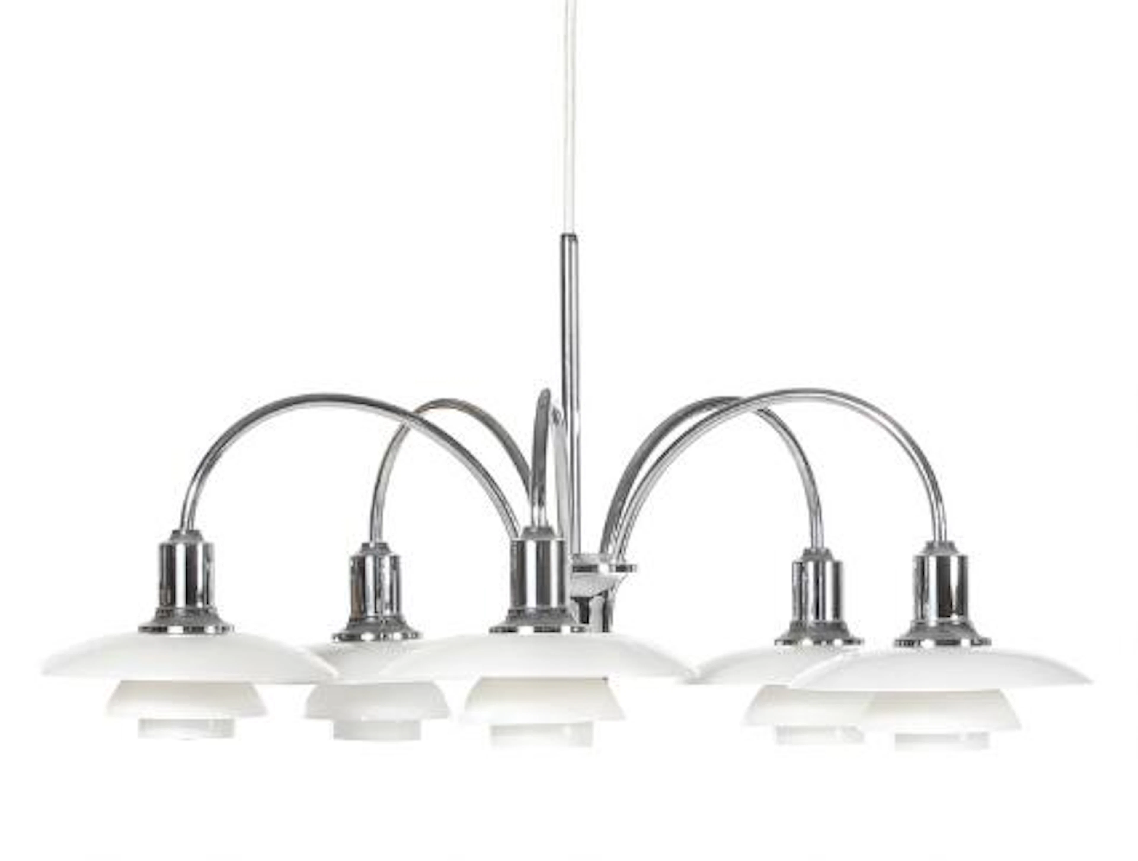 Poul Henningsen: "Cascade". Chromium-plated chandelier, five branches