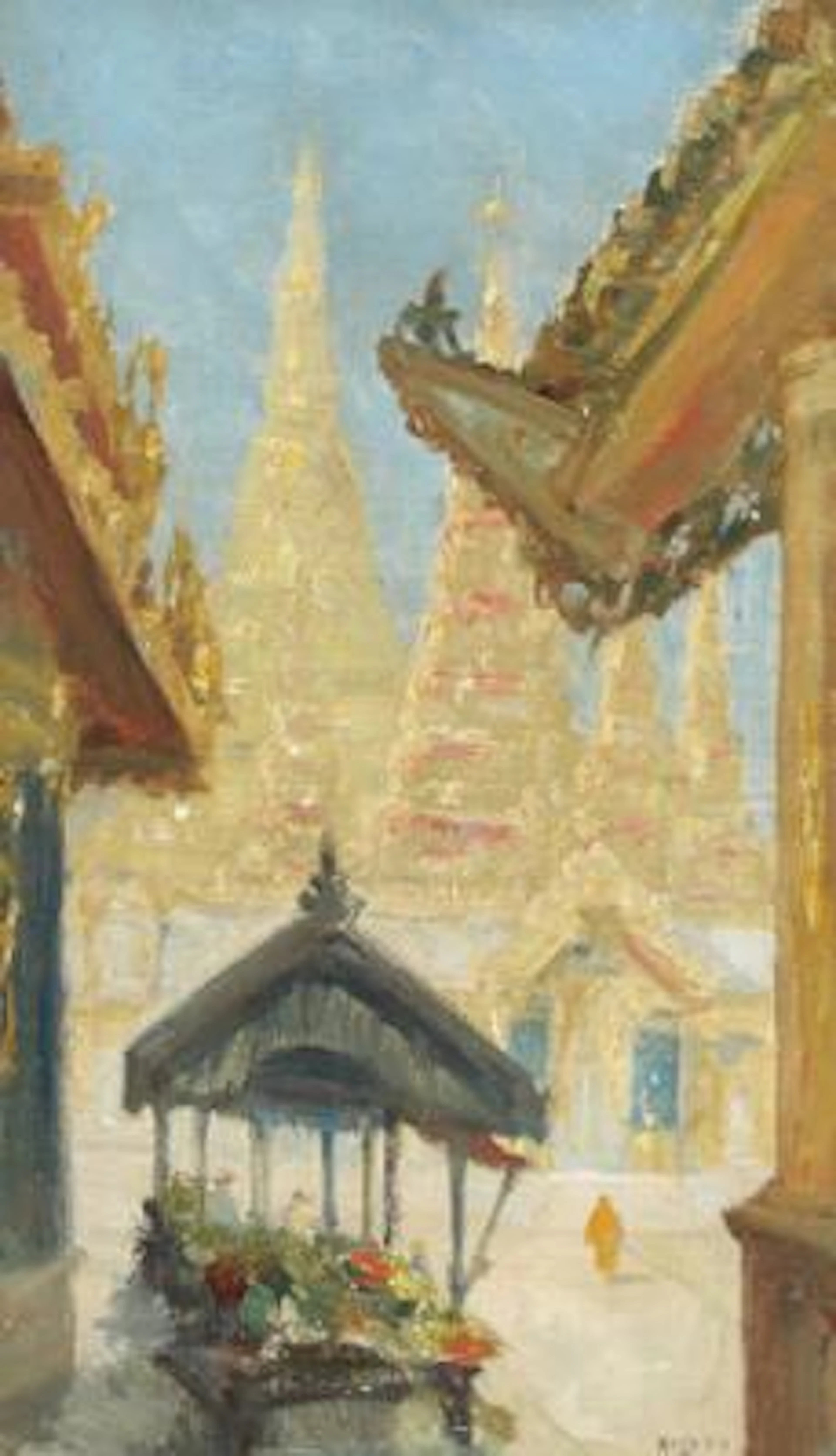 Hugo V. Pedersen: From the The Great Dagon Pagoda in Burma. Signed