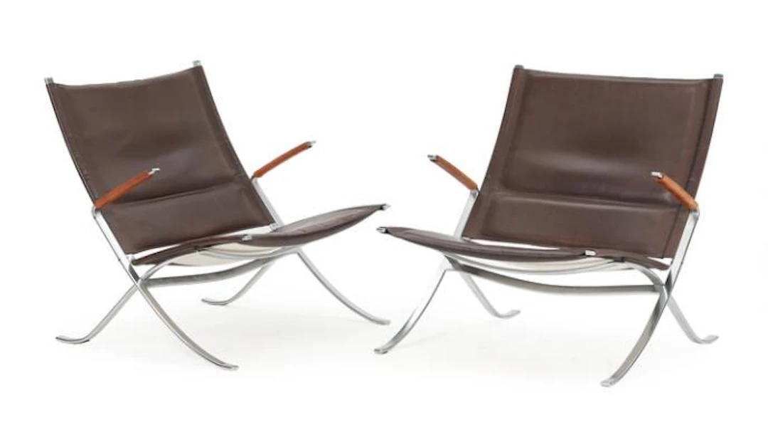 Preben Fabricius, Jørgen Kastholm: "X-chair". A pair of easy chairs