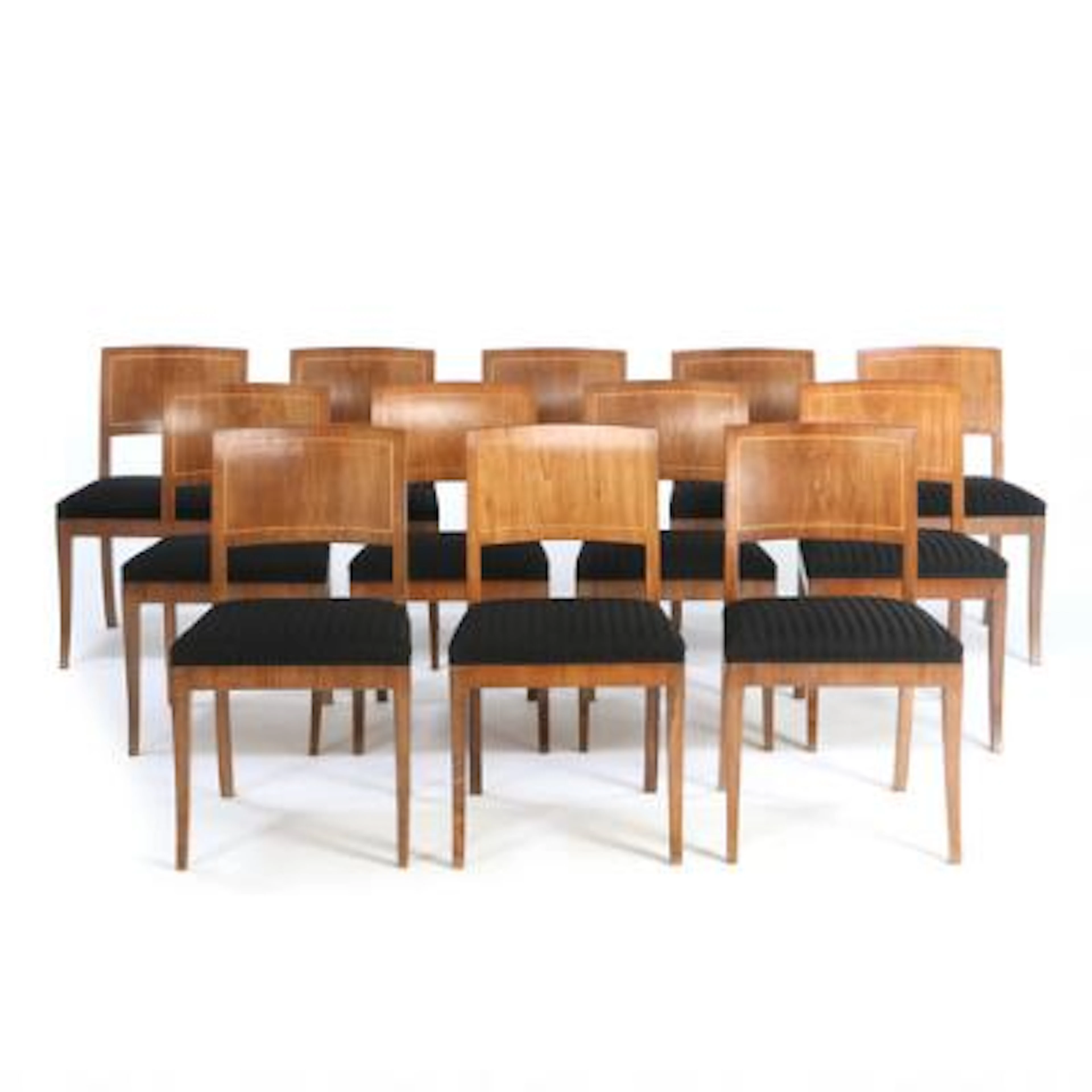 A set of 12 Empire style mahogany and beechwood side chairs. Denmark