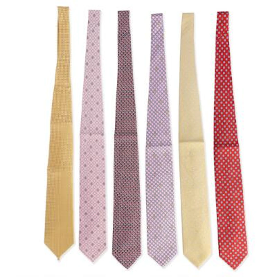 Dunhill: A collection comprising of six silk ties each set with motifs.