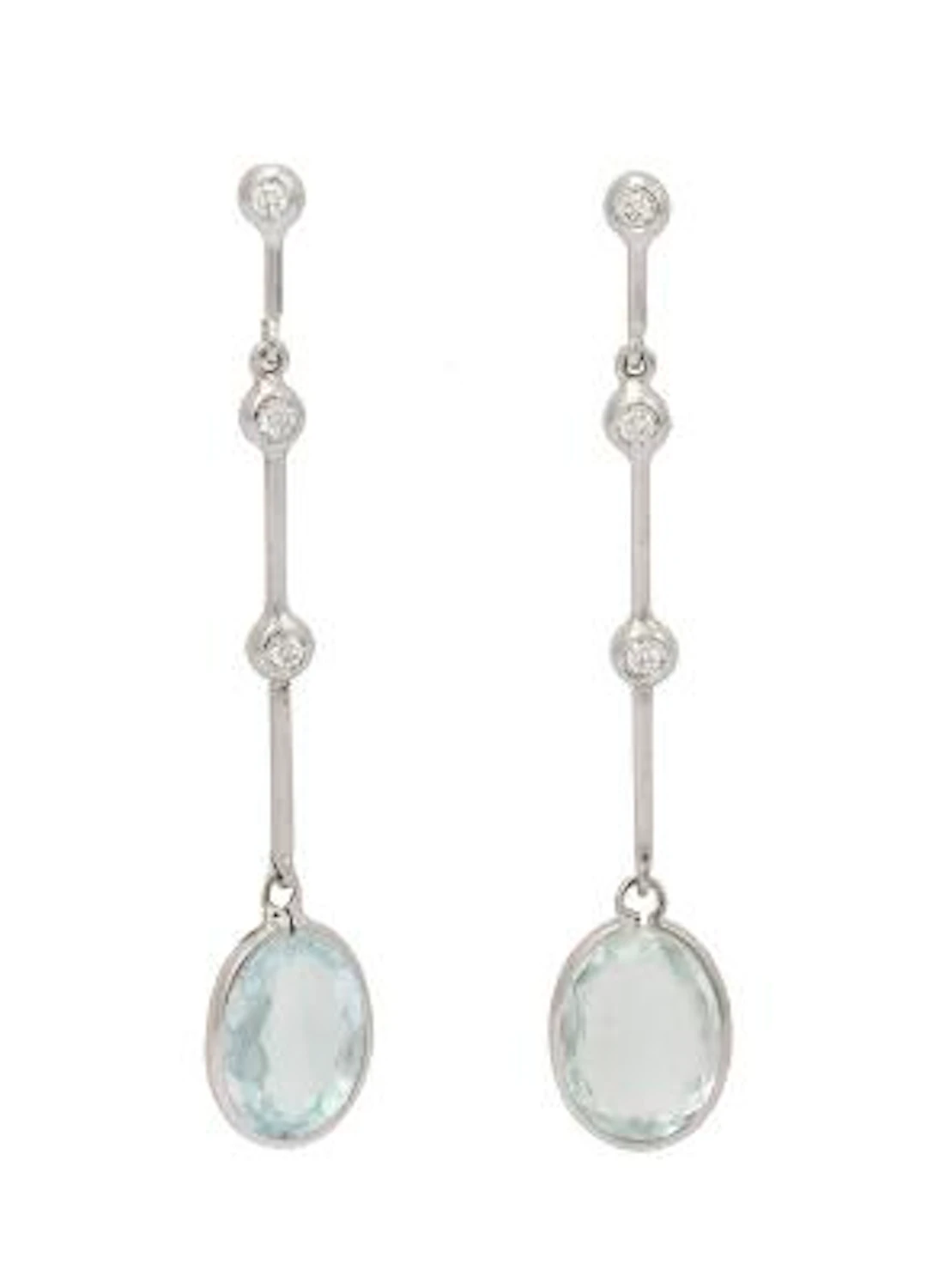 A pair of aquamarine and diamond ear pendants each set with an aquamarine
