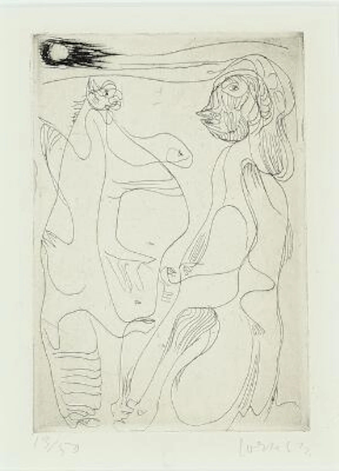 Asger Jorn: Composition from "Schweizer Suite". Signed Jorn 53, 13/50.