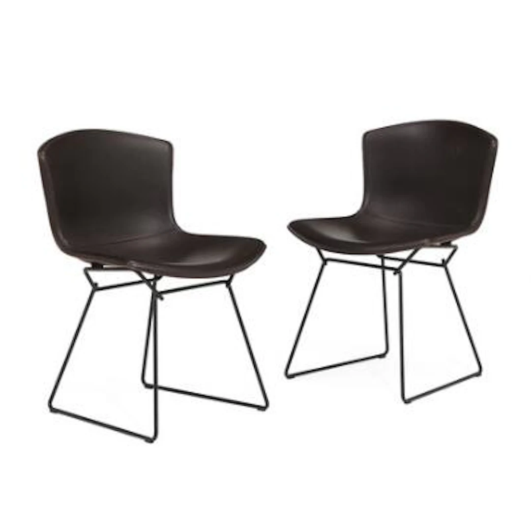 Harry Bertoia: A pair of side chairs with black lacquered steel base