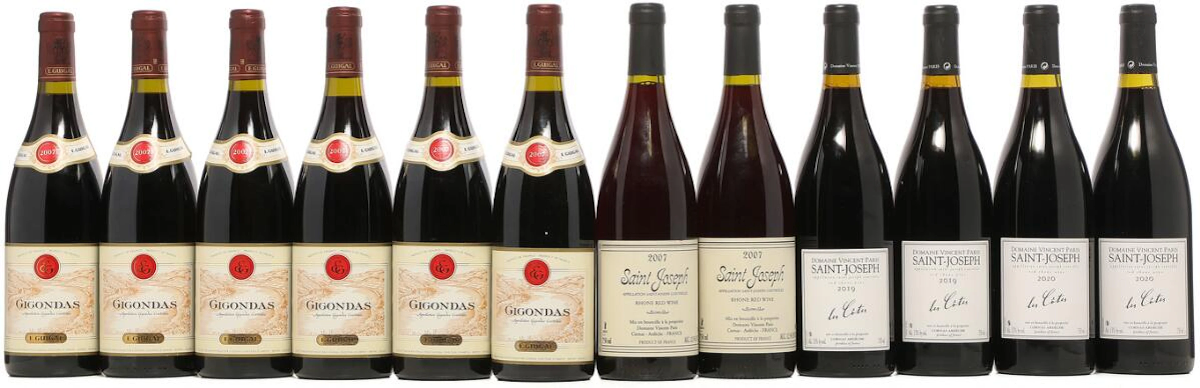 6 bts. Gigondas, Guigal 2007 A (hf/in). etc. Total 12 bts. – Bruun
