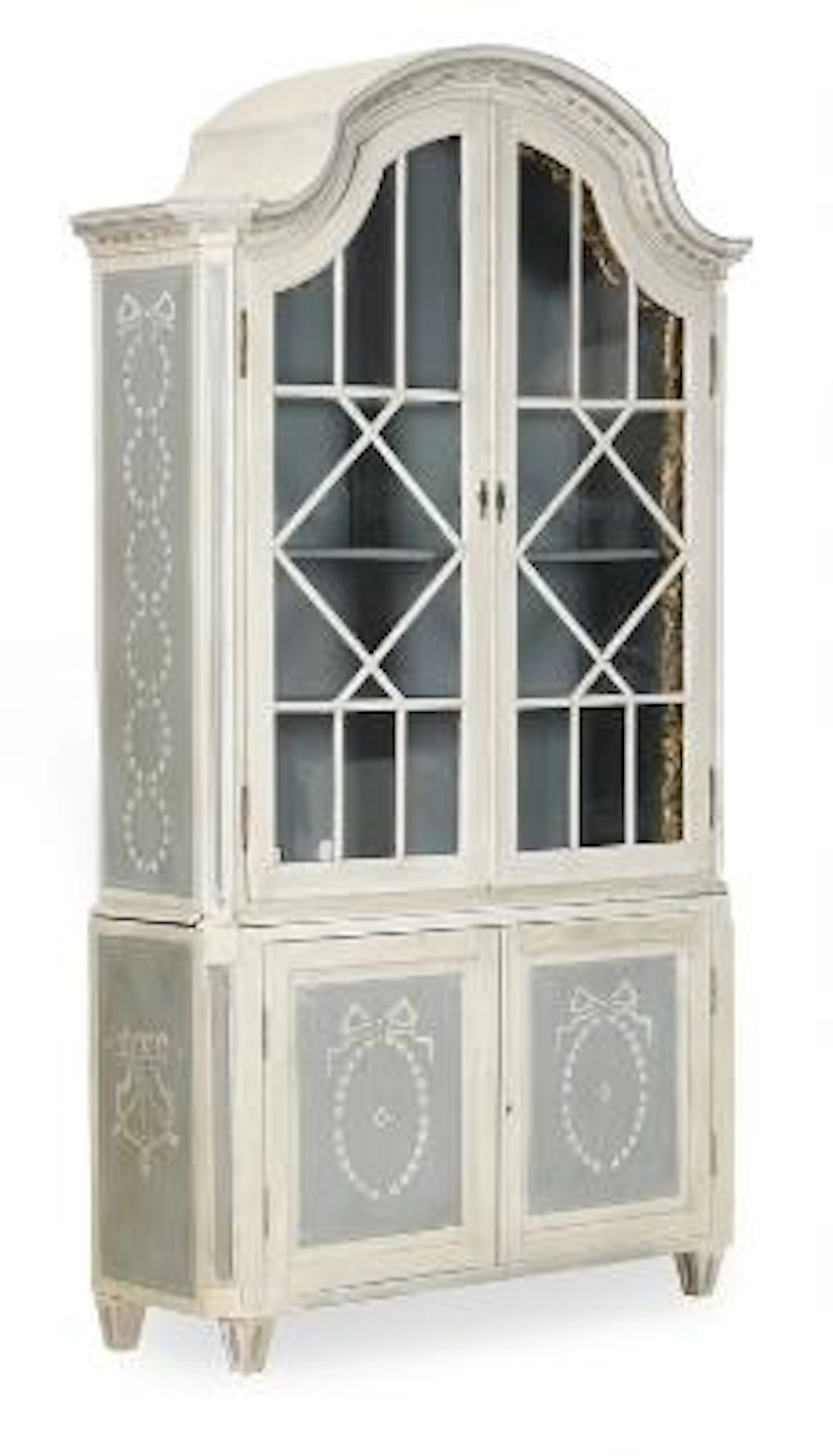 A 19th century cabinet of white and grey painted wood, front with