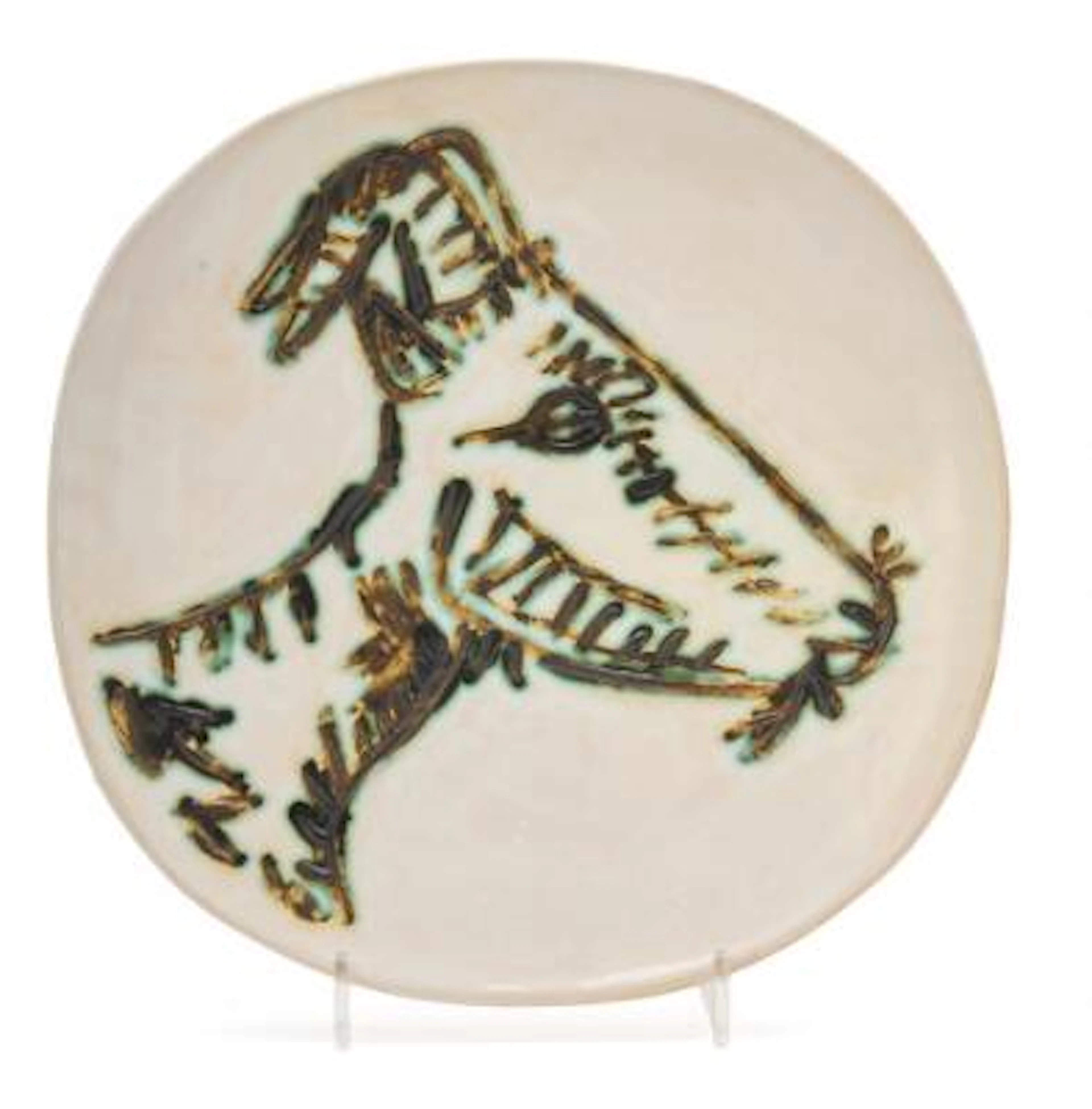 Pablo Picasso: “Tête de chèvre de profil”, 1950. Dish. Polychrome