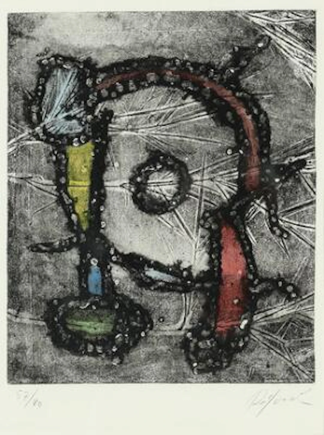 Robert Jacobsen: Untitled. Signed Rob. Jacobsen, 57/80. Hand-coloured