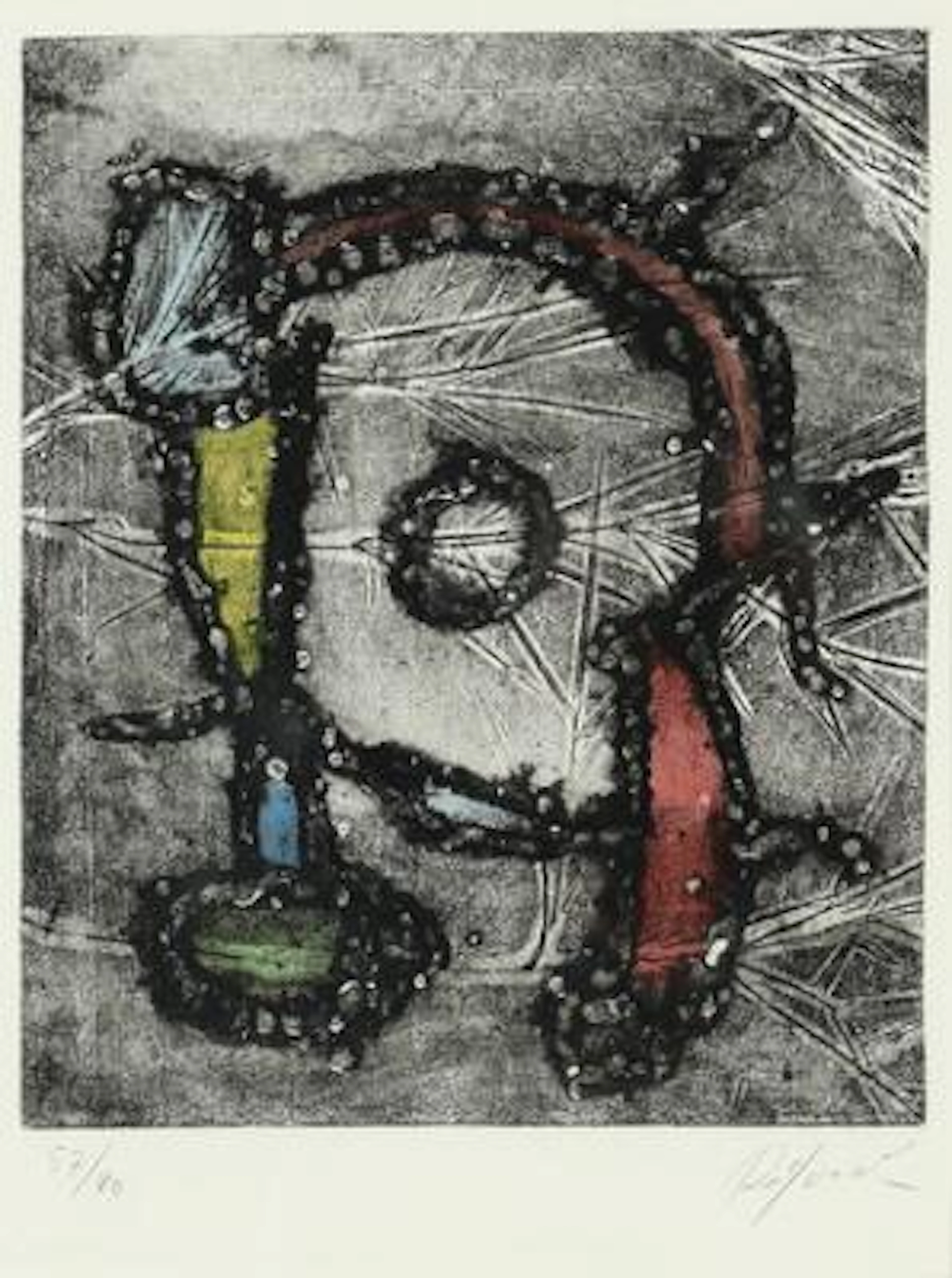Robert Jacobsen: Untitled. Signed Rob. Jacobsen, 57/80. Hand-coloured