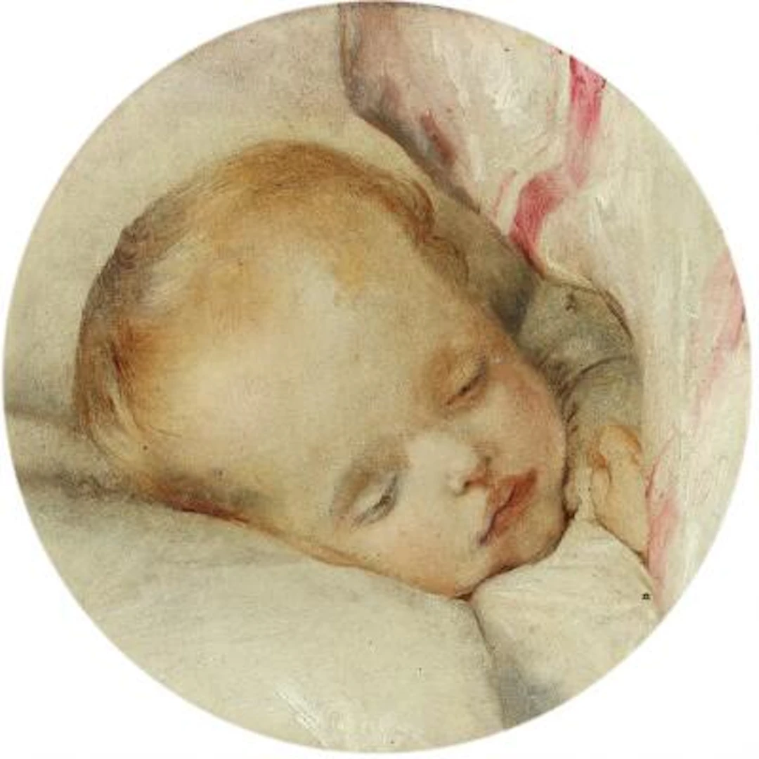 Elisabeth Jerichau Baumann: A Sleeping Child. Unsigned. Oil on canvas