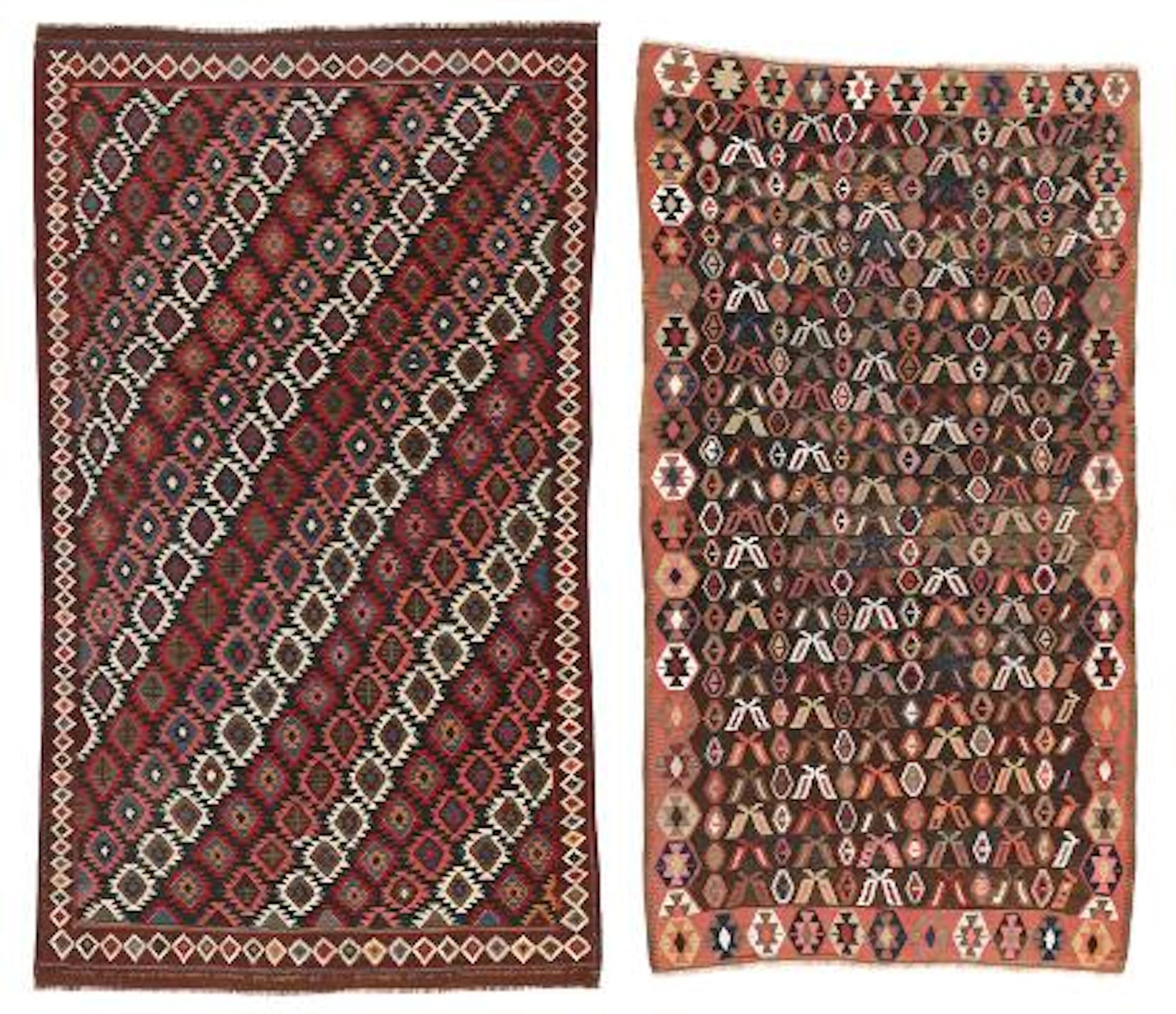 Two antique kelim rugs. Shahsavan, Caucasus. 261 x 144 cm. A Veramin