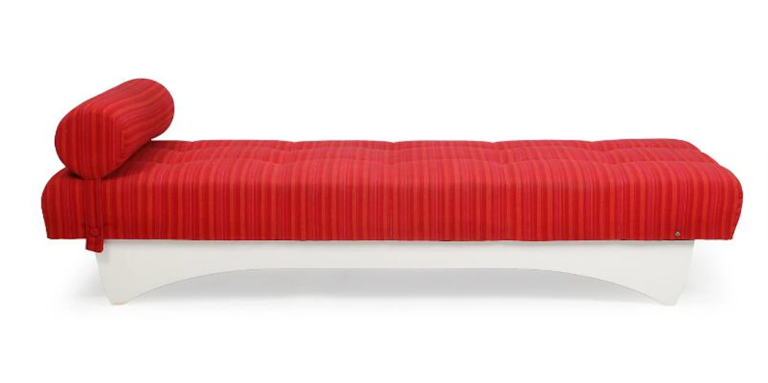 Danish furniture design: Daybed with white-painted wooden frame, upholstered
