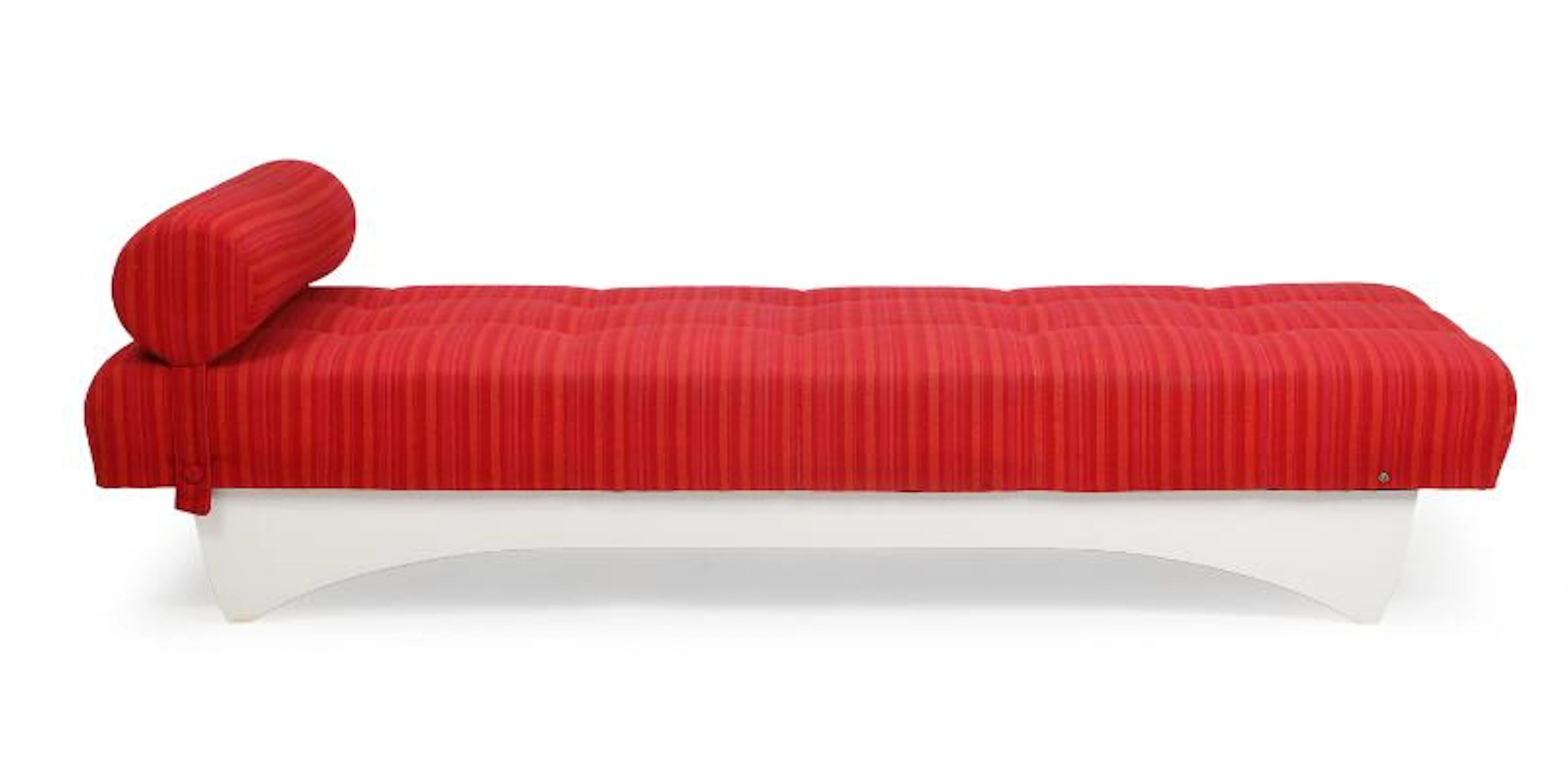 Danish furniture design: Daybed with white-painted wooden frame, upholstered
