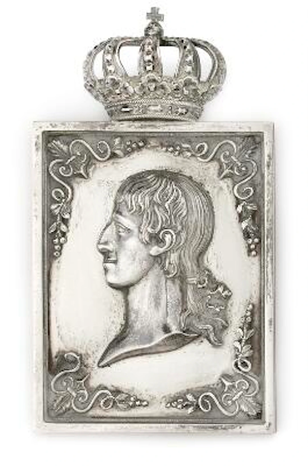 Danish silver plaque; portrait of Crown Prince Frederik (VI). Maker