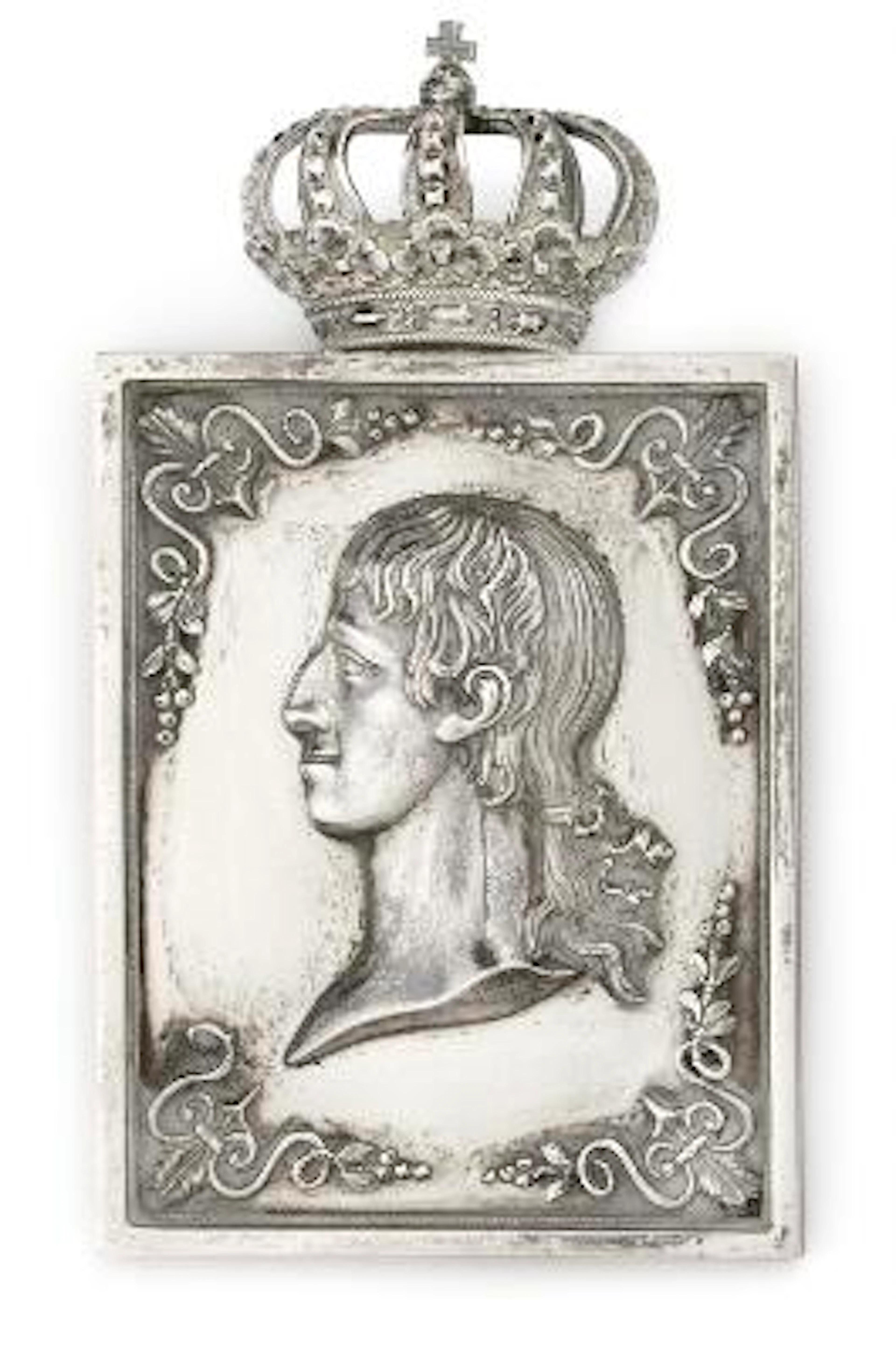 Danish silver plaque; portrait of Crown Prince Frederik (VI). Maker