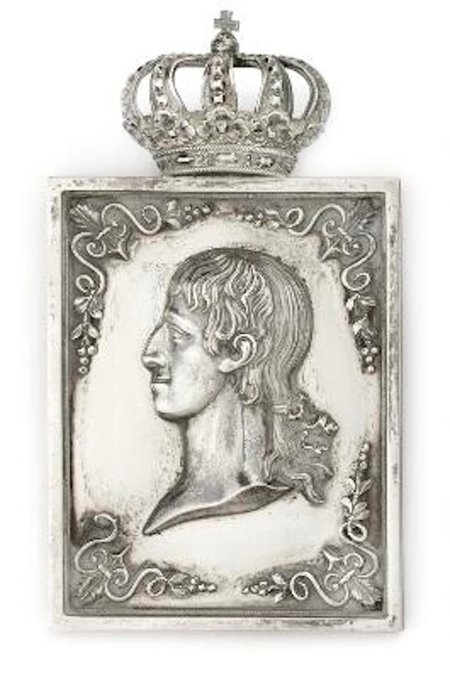 Danish silver plaque; portrait of Crown Prince Frederik (VI). Maker