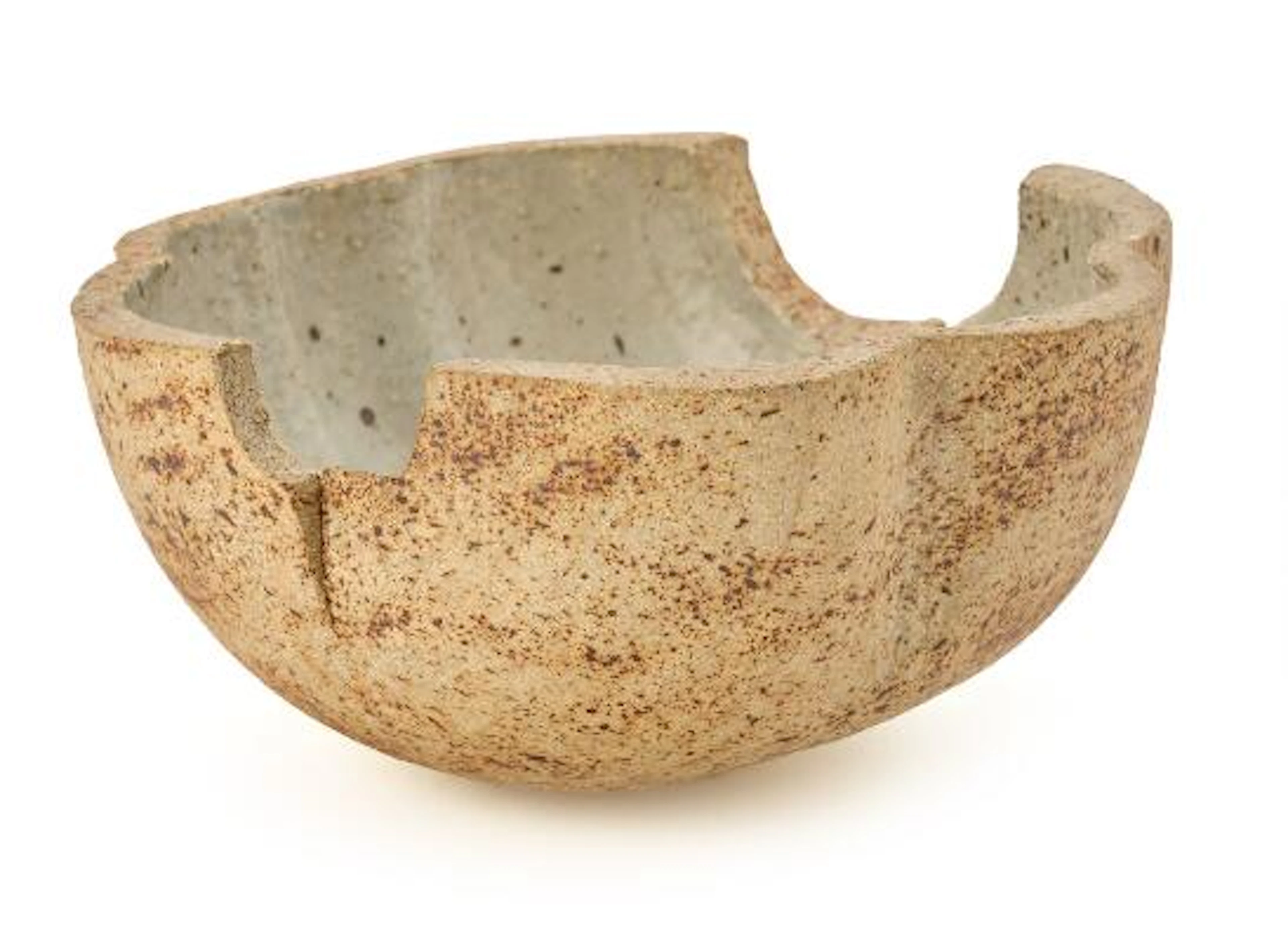 Gerd Hiort-Petersen: A sculptural stoneware bowl, the inside decorated