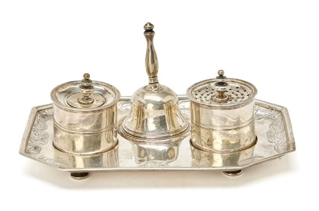 German Baroque silver inkstand. Maker Johann Philipp Riblinger, Augsburg