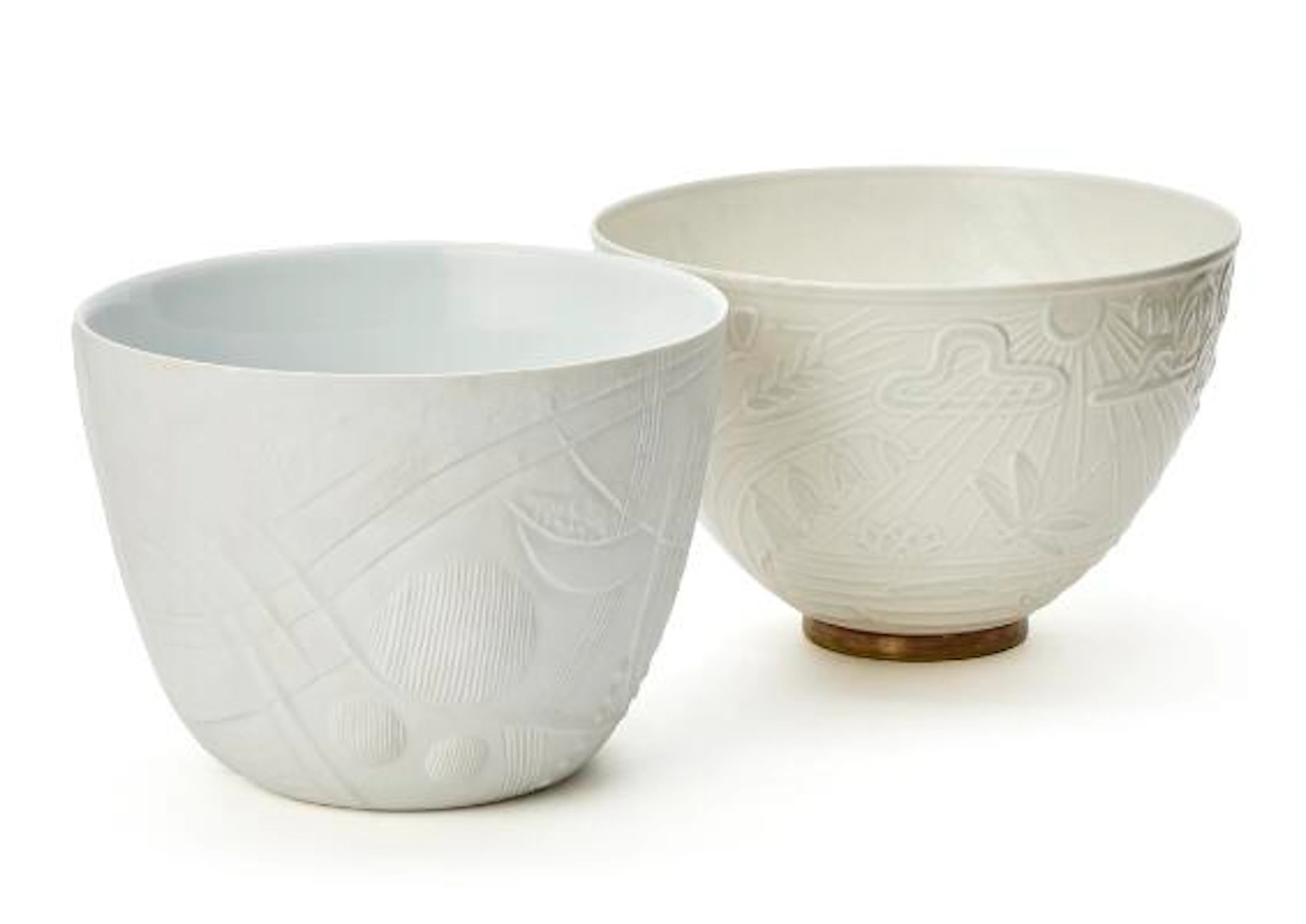 Bertil Vallien, Gunnar Nylund: Porcelain bowl and flower pot with