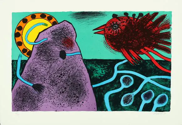 Corneille: "Aurore sur le montagne". Signed Corneille 91, 92/99. Lithograph