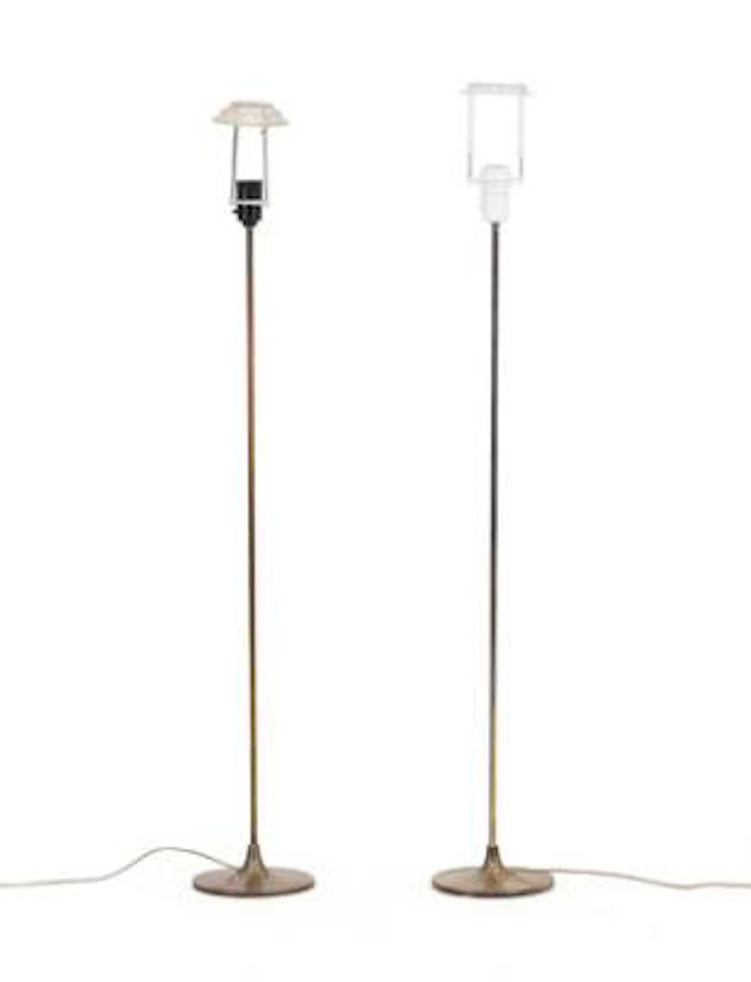 Danish design: A pair of patinated brass floor lamps. Manufactured